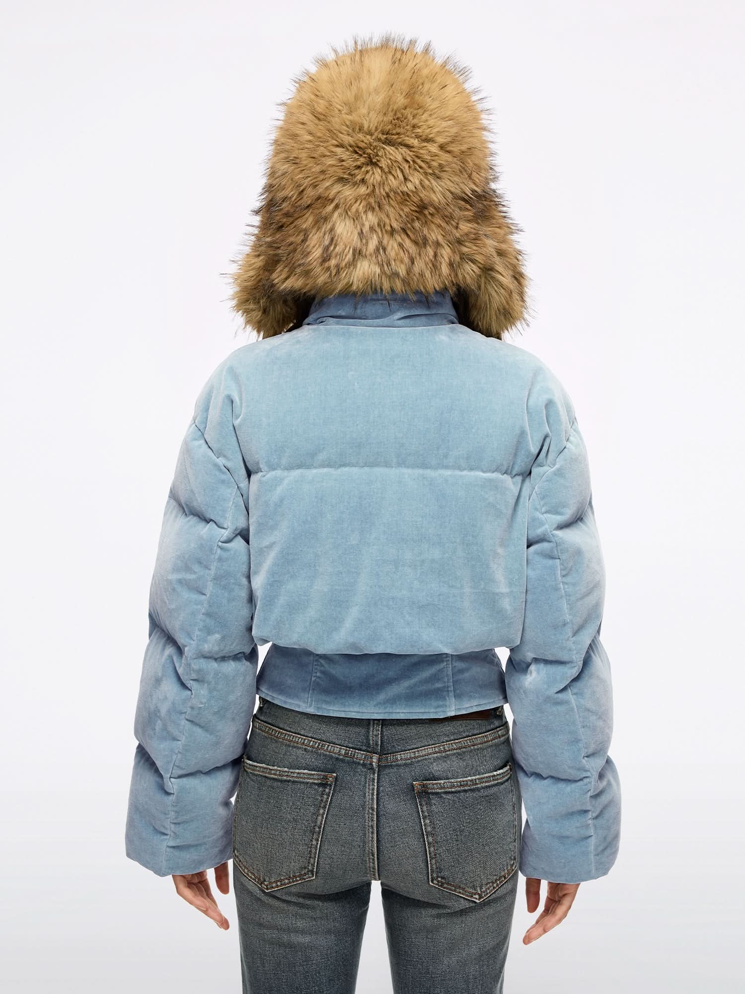 Patchwork Denim Puffer Jacket - Image 2