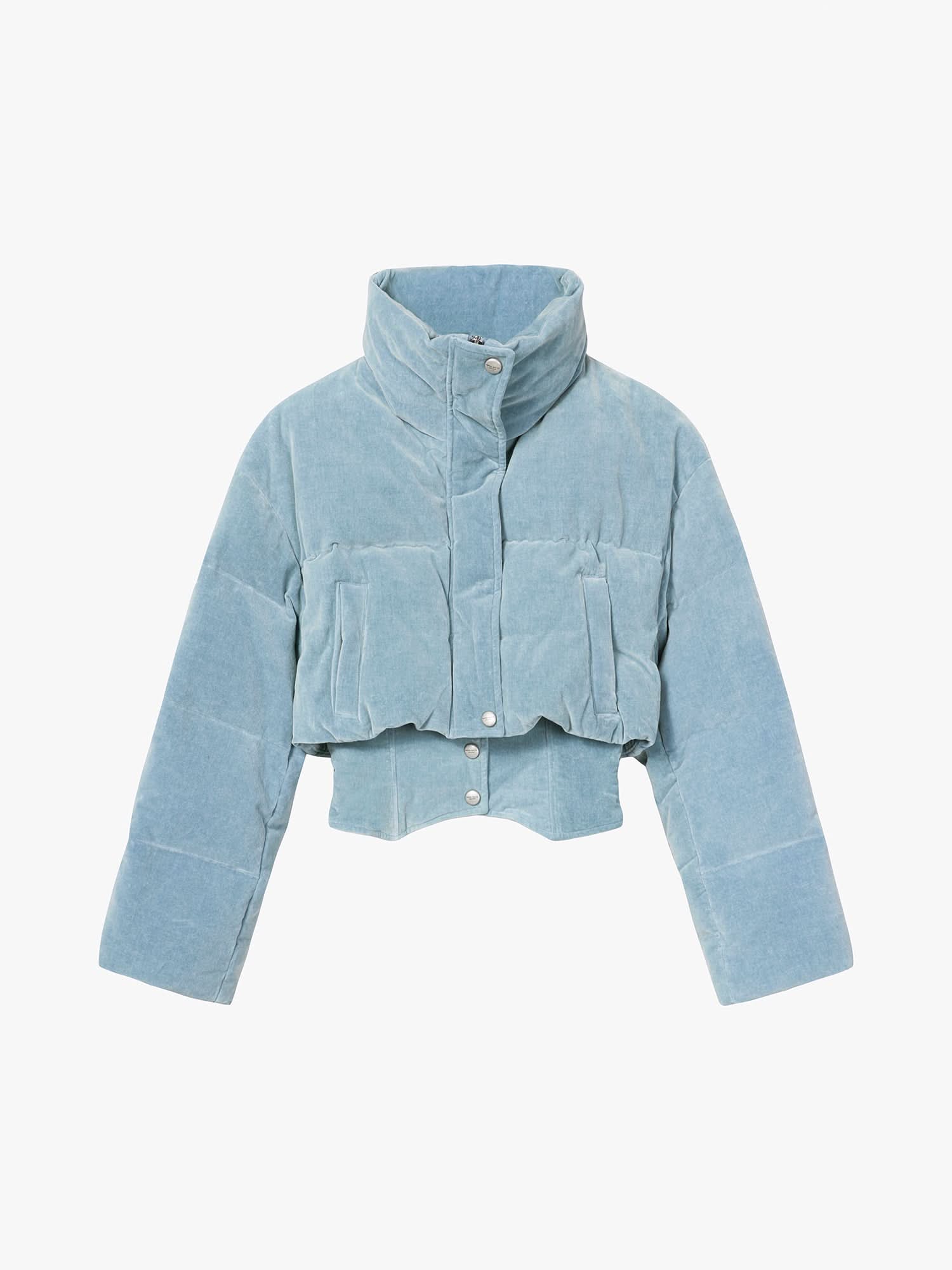 Patchwork Denim Puffer Jacket - Image 5