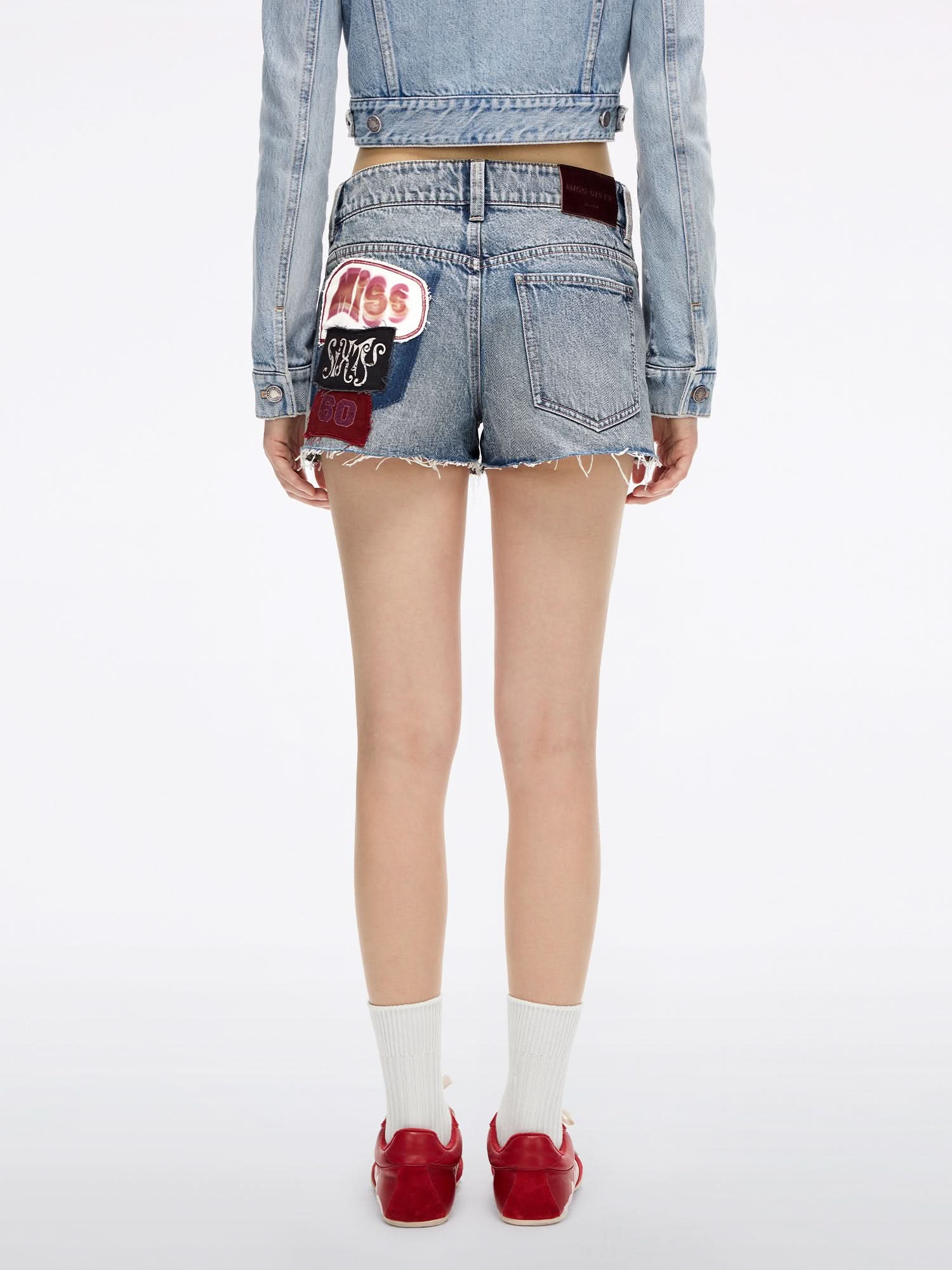 Patchwork Denim Shorts - Image 3