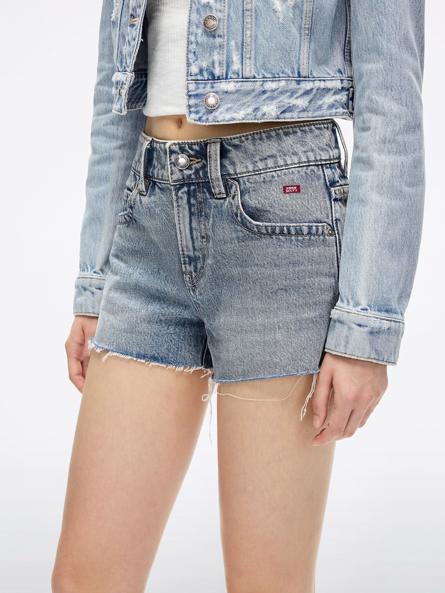 Patchwork Denim Shorts - Image 4
