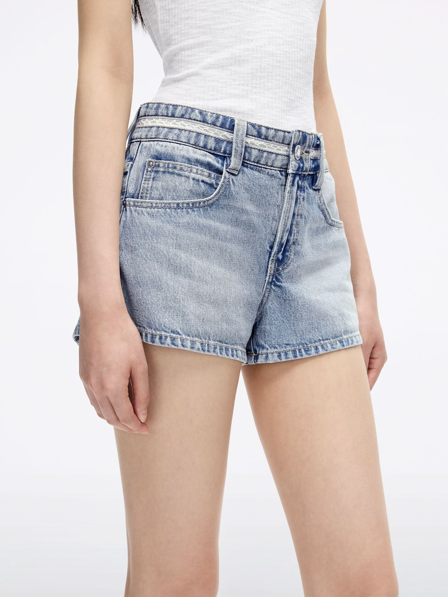 Patchwork Denim Shorts - Image 4