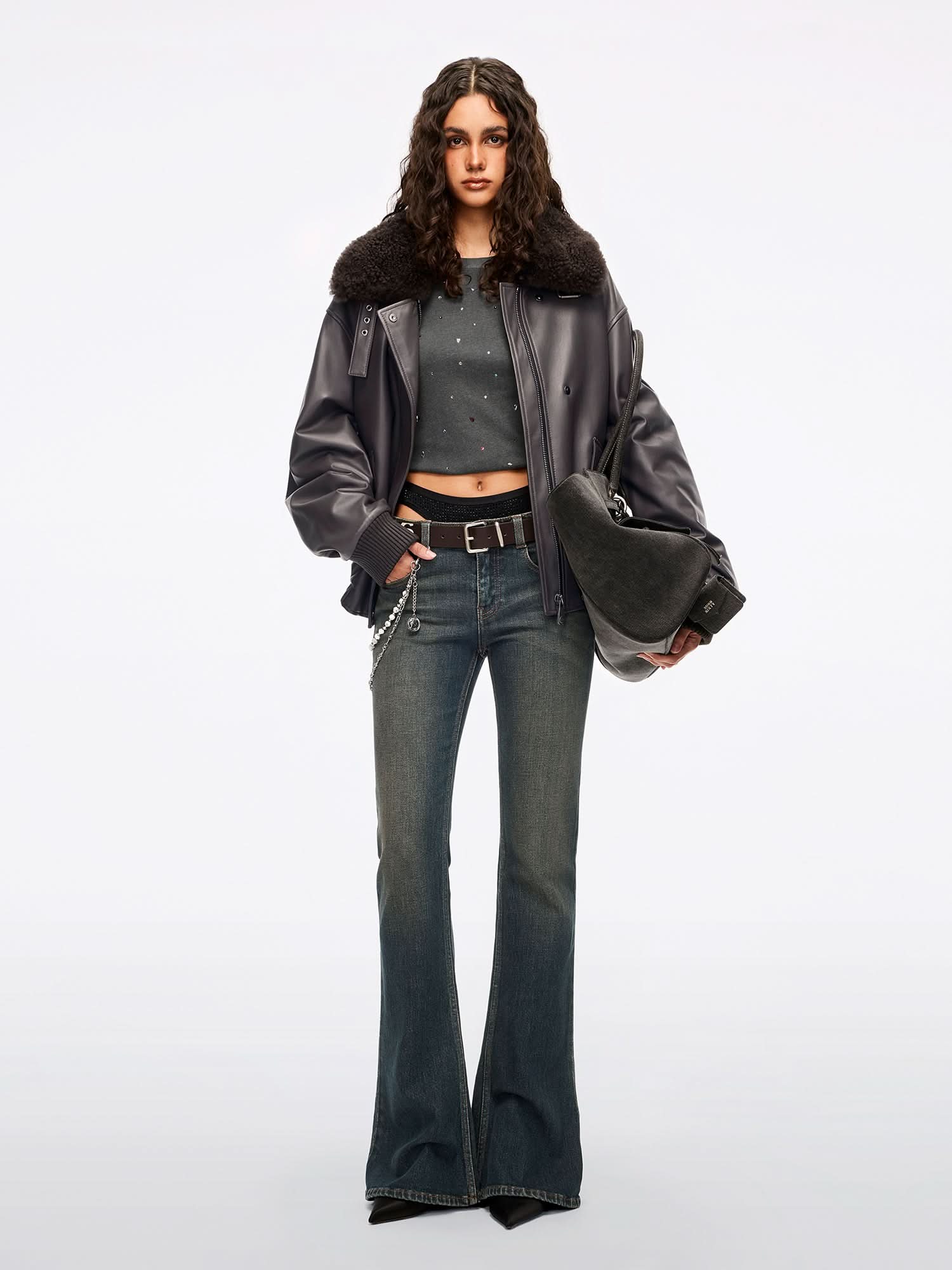 Patchwork Flared Jeans - Image 2