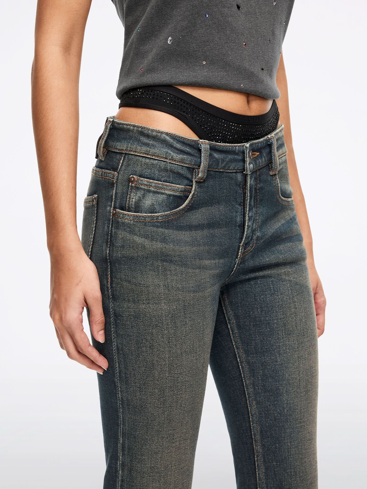 Patchwork Flared Jeans - Image 4