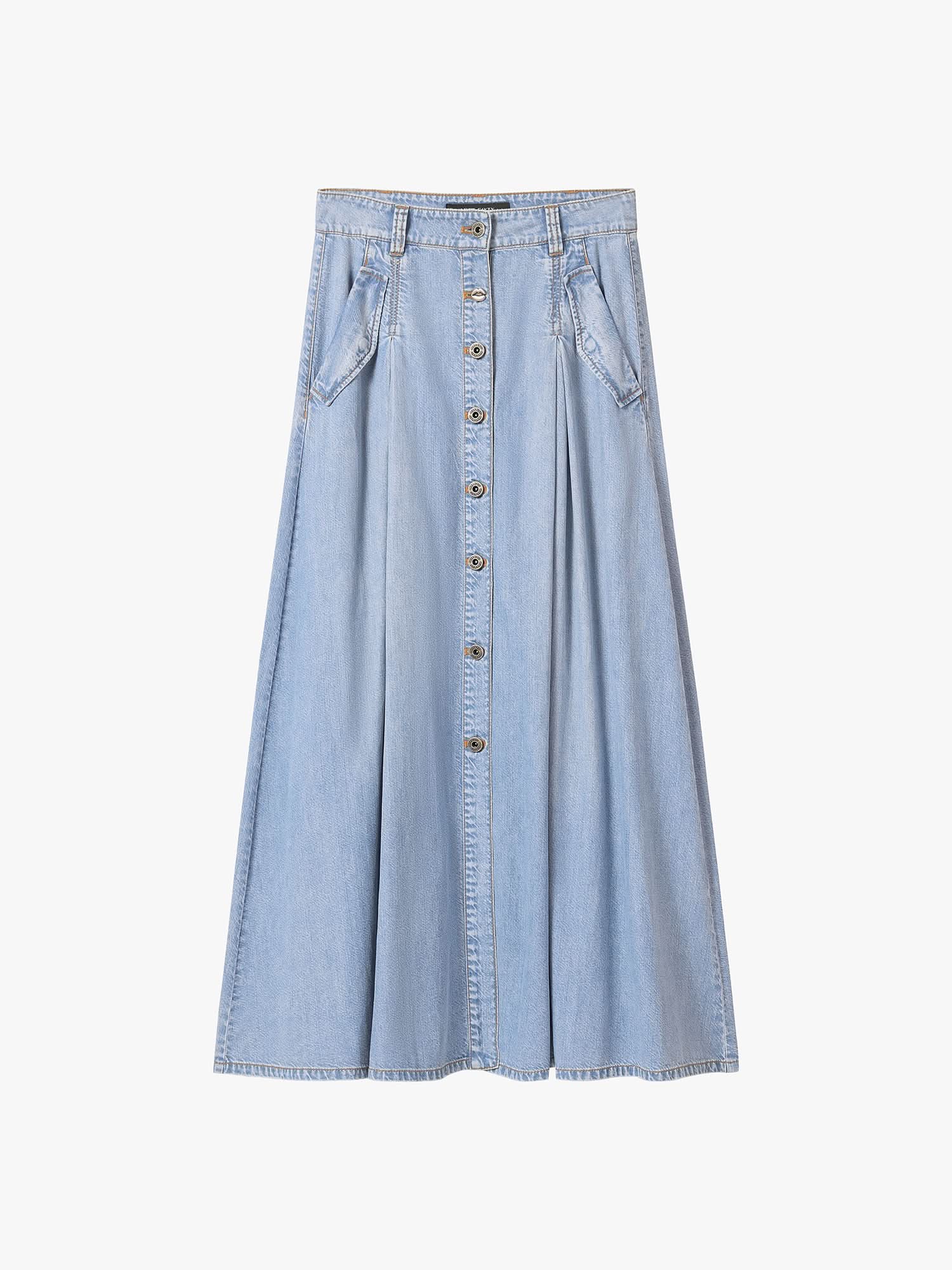 Pleated Denim Skirt - Image 5