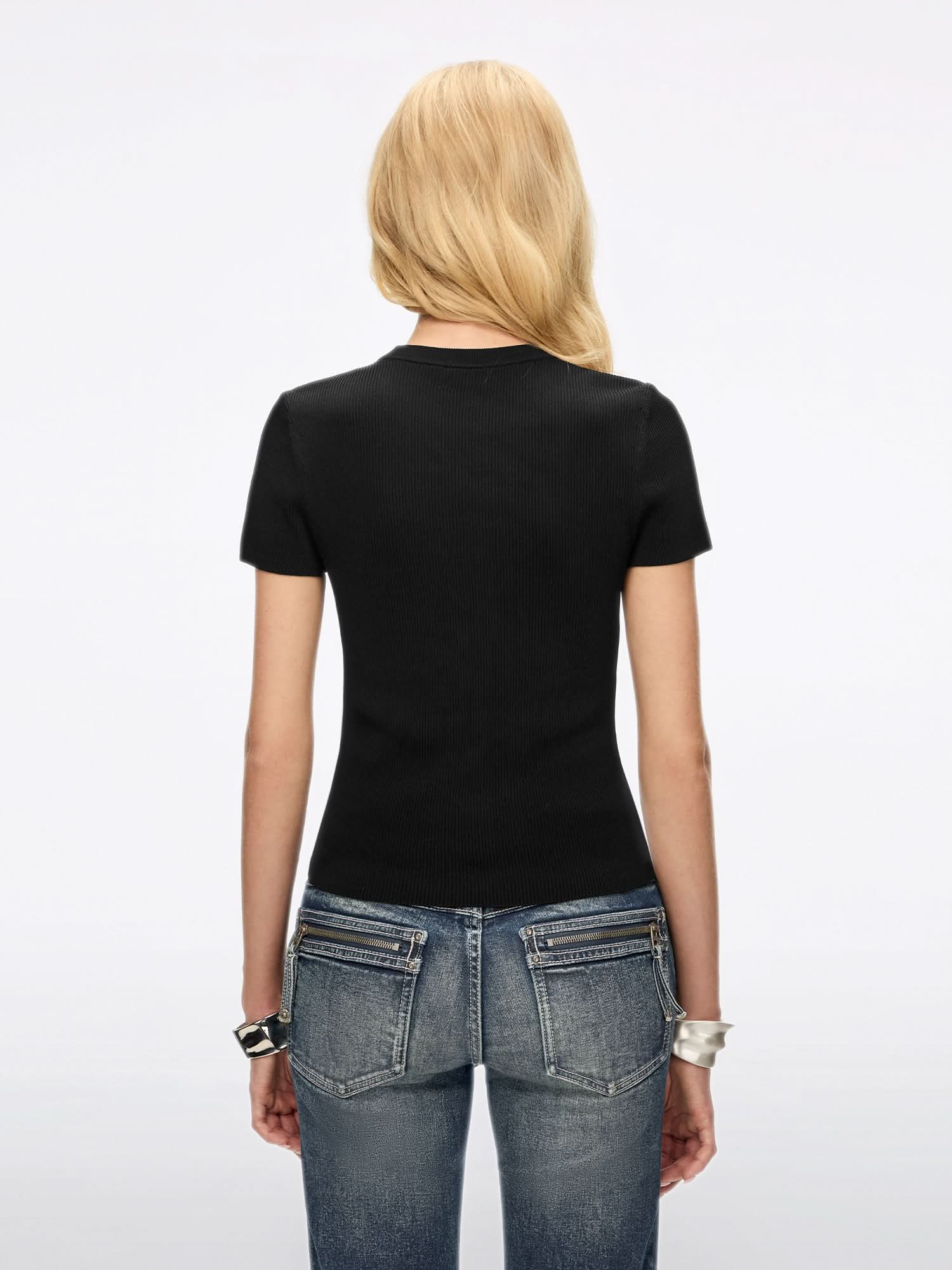 Rhinestone Bow Knit Top - Image 2