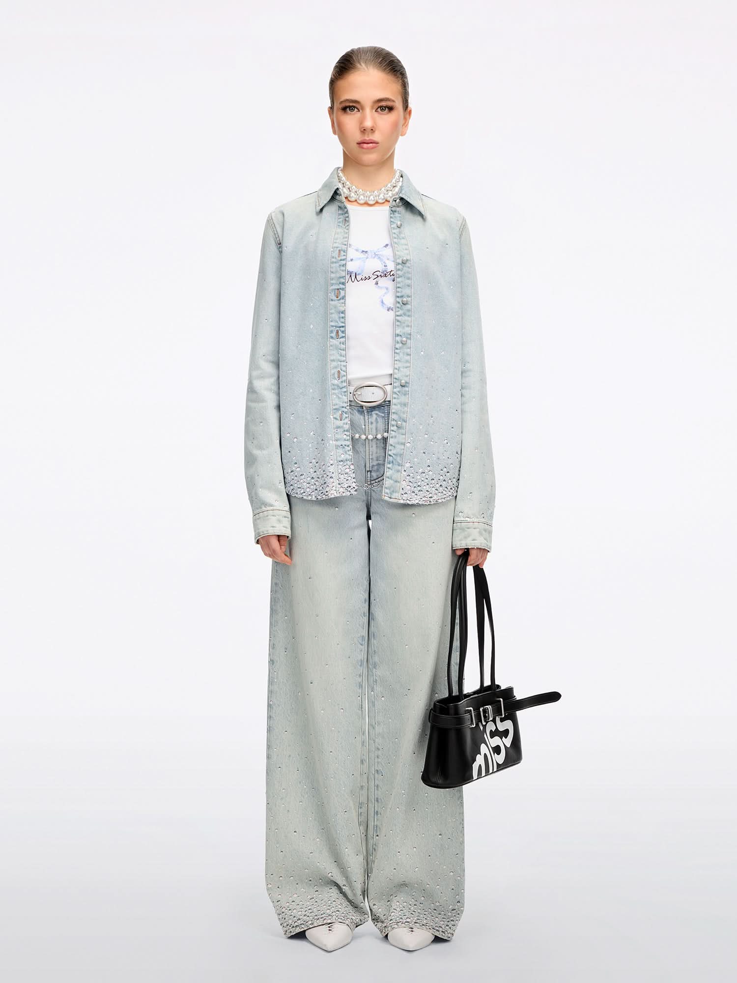 Rhinestone Denim Shirt - Image 4