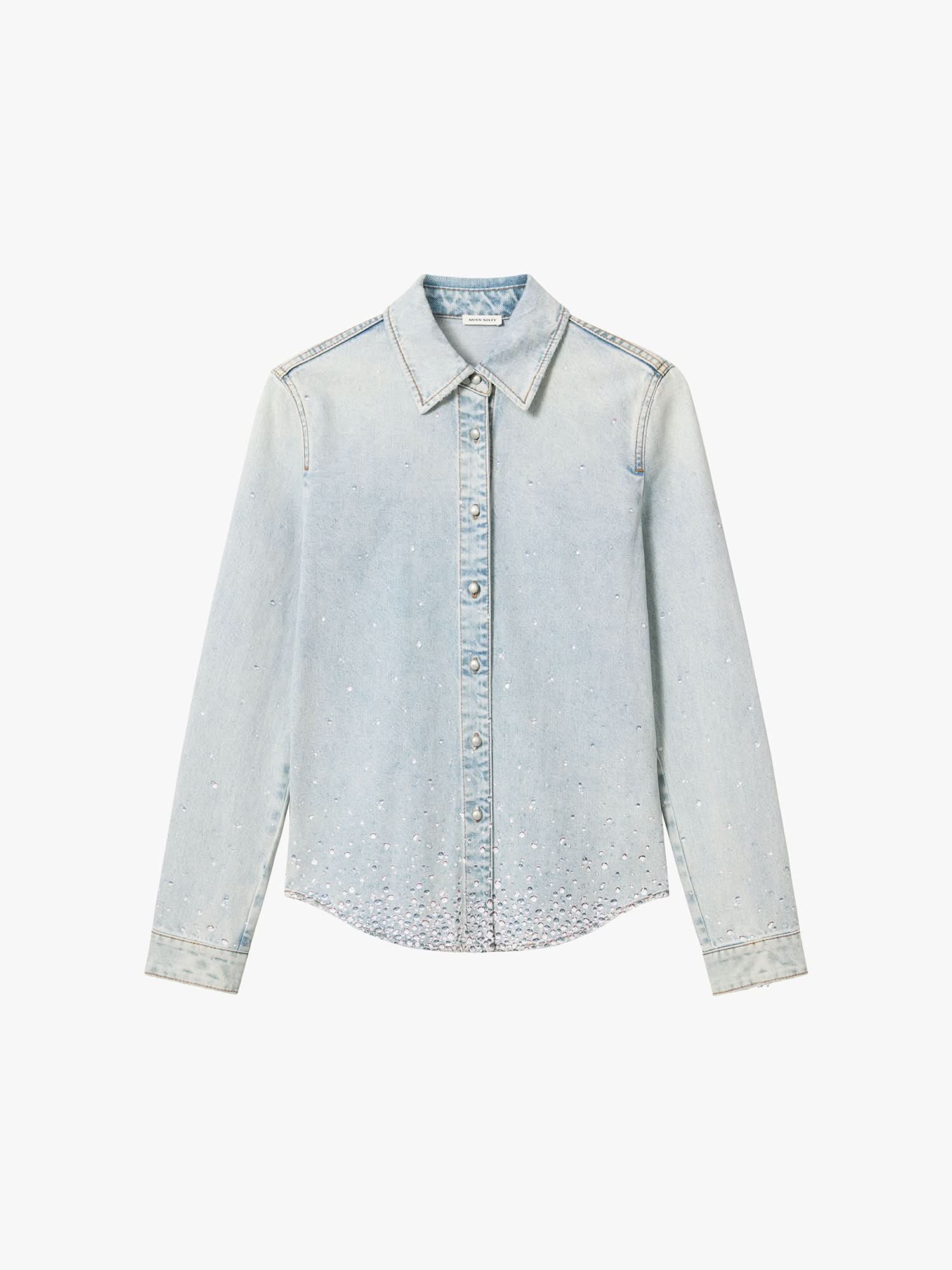 Rhinestone Denim Shirt - Image 5