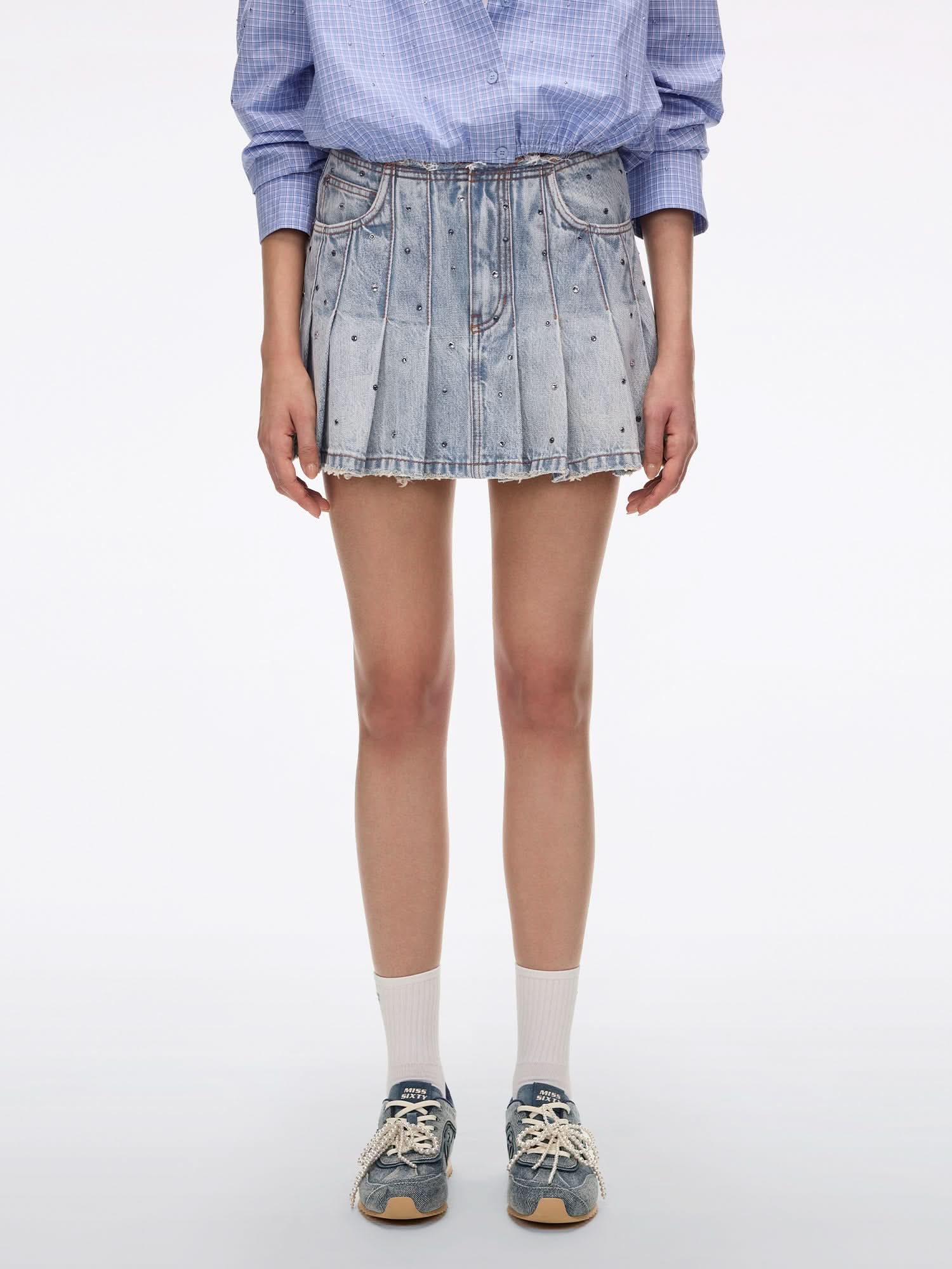 Rhinestone Denim Skirt