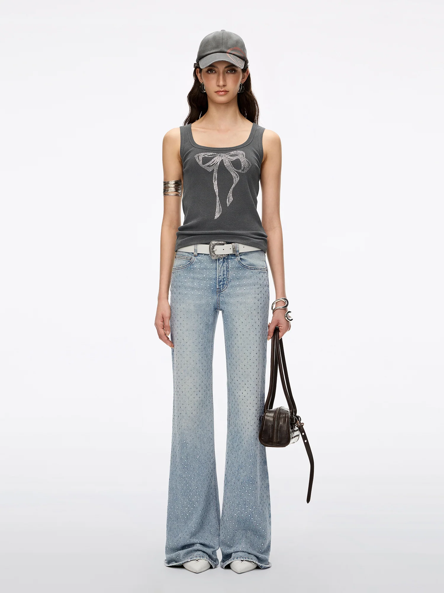Rhinestone-Embellished Flared Jeans - Image 2