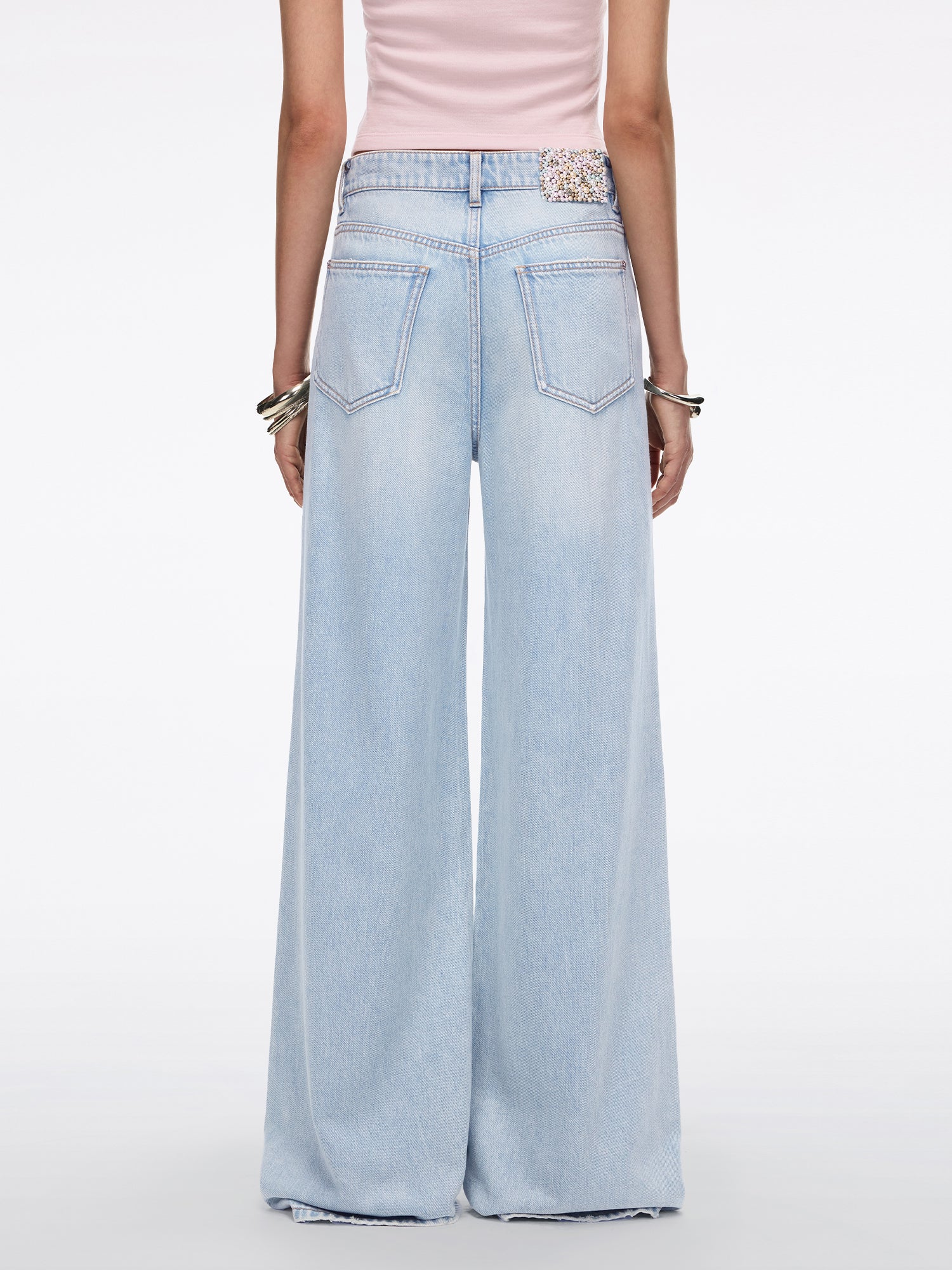 Rhinestone-Embellished Wide-Leg Jeans - Image 3