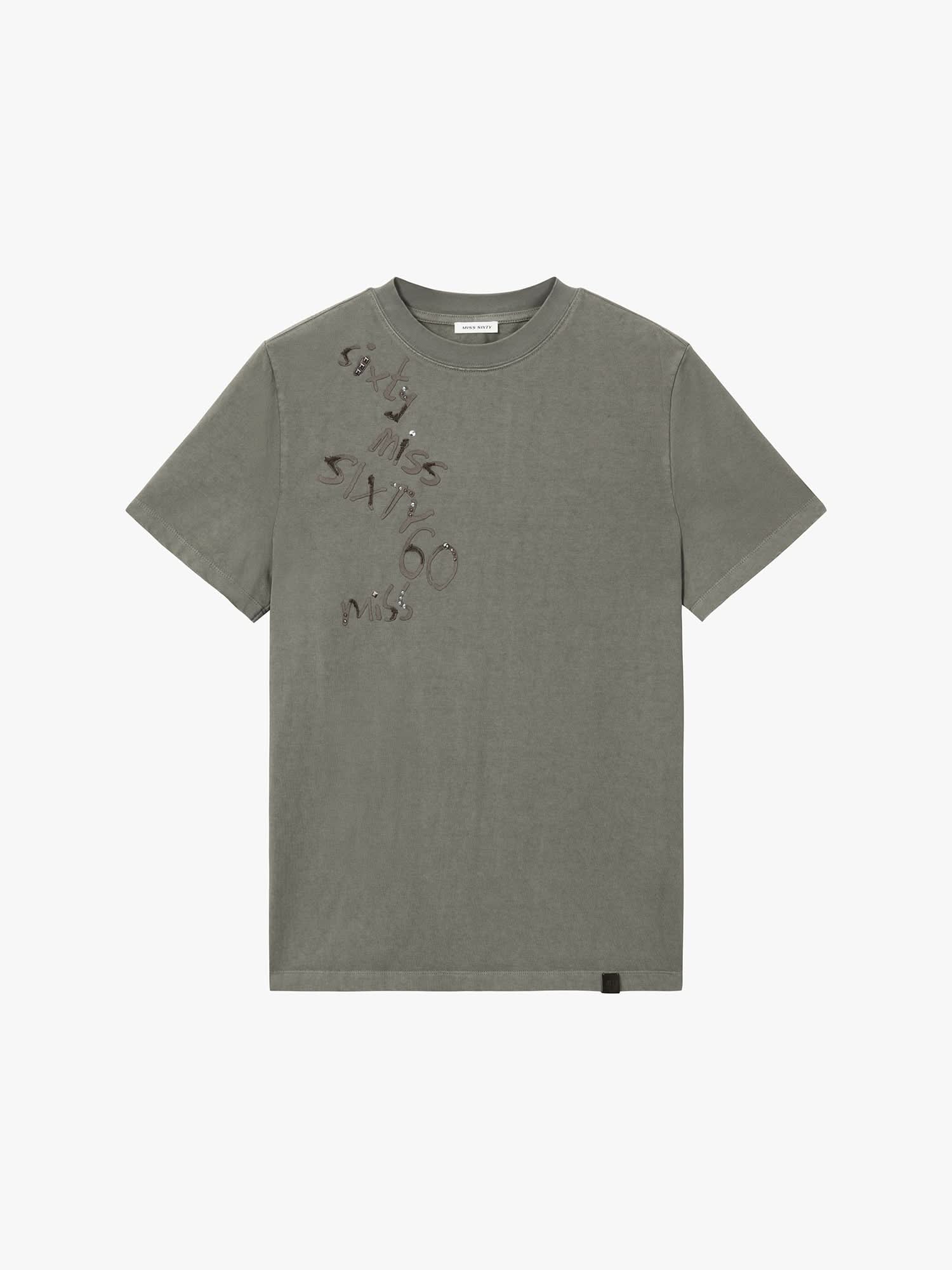 Rhinestone Embroidered T-Shirt - Image 10