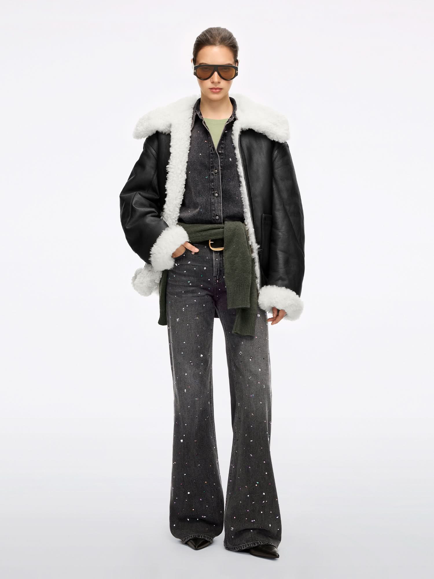 Rhinestone Flared Jeans - Image 2