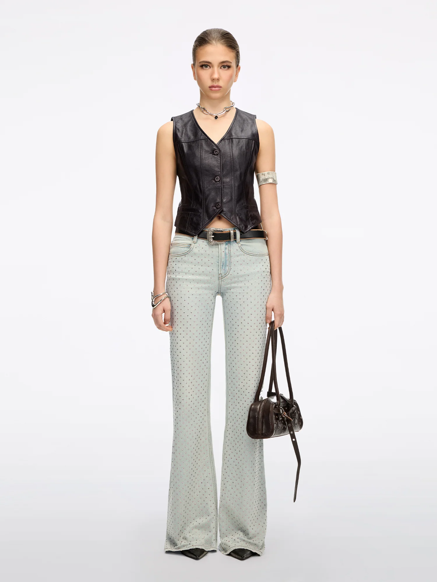 Rhinestone Flared Jeans - Image 2