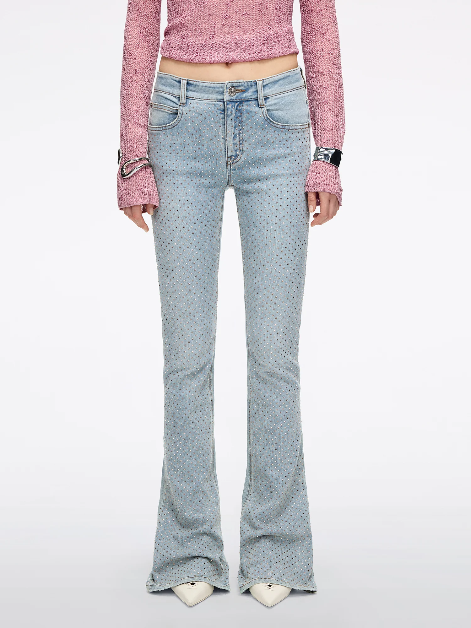 Rhinestone Flared Jeans