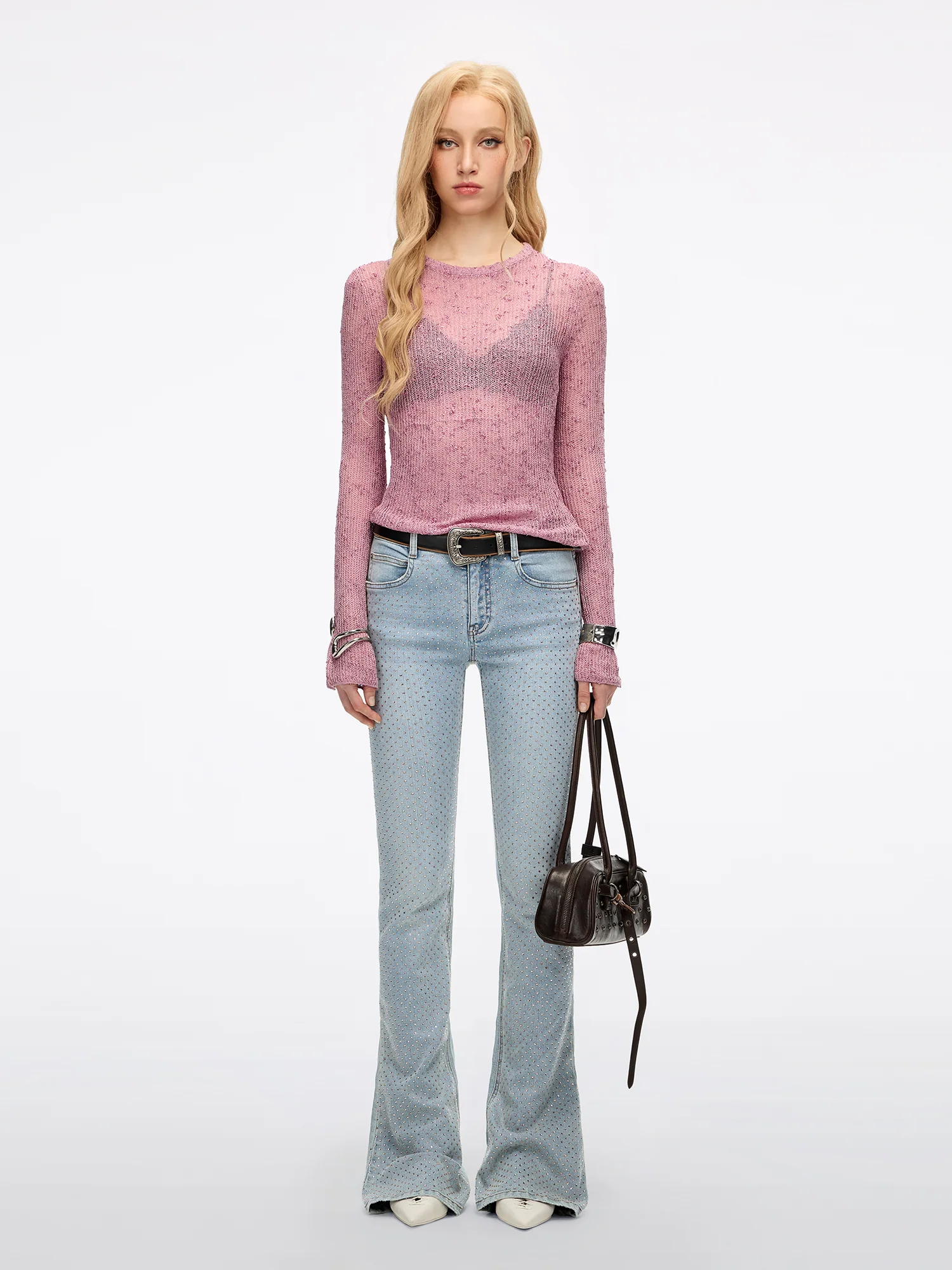 Rhinestone Flared Jeans - Image 2