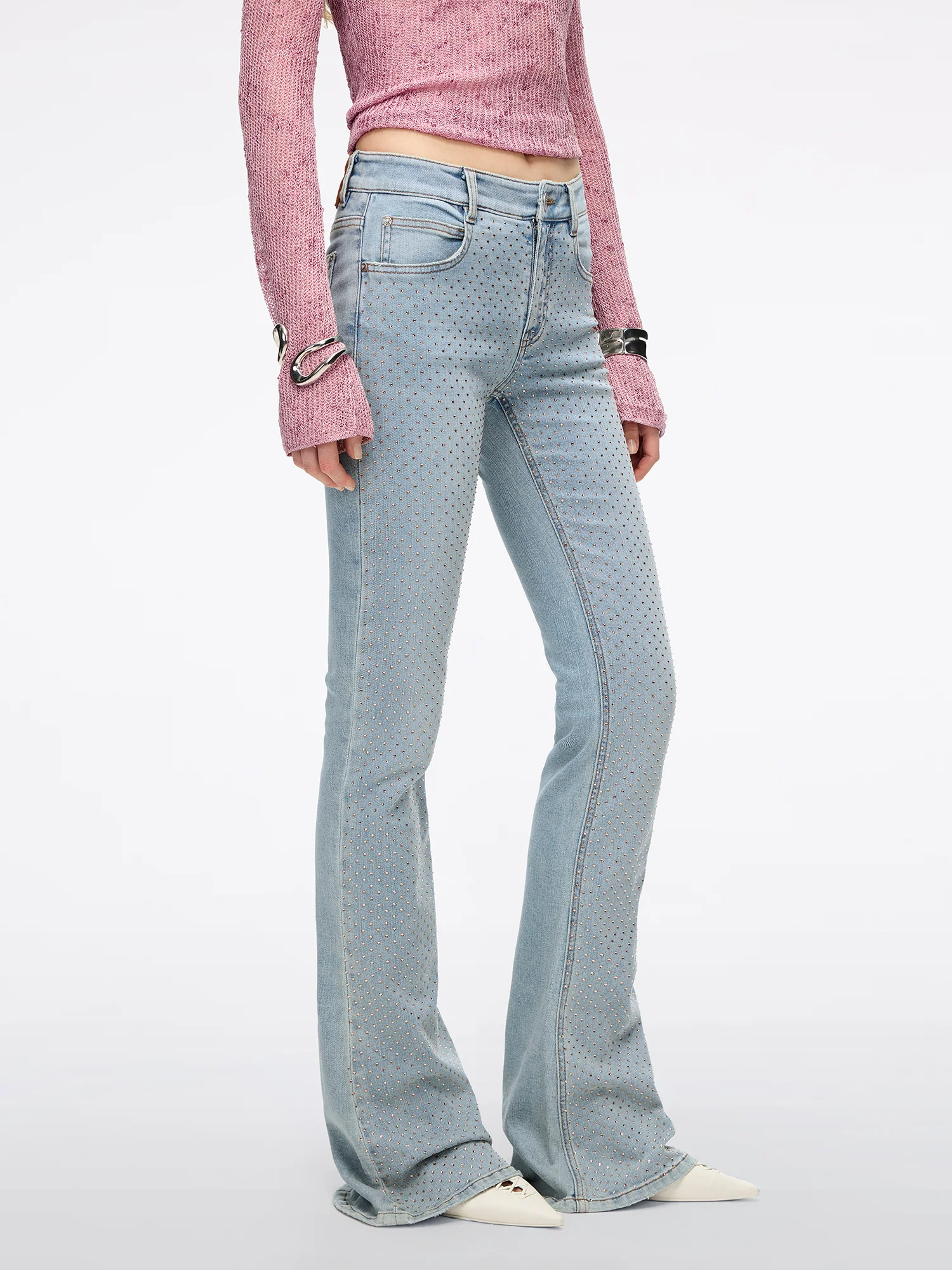 Rhinestone Flared Jeans - Image 3