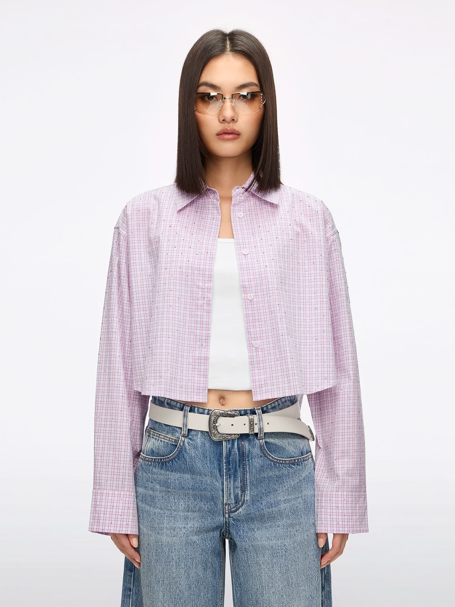 Rhinestone Plaid Shirt