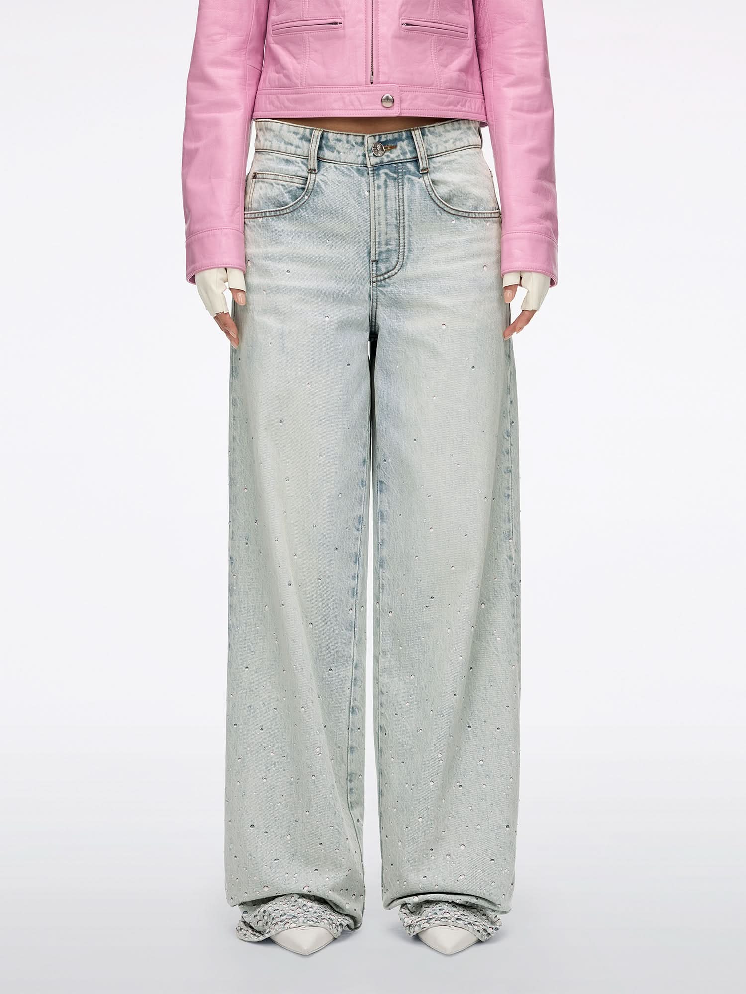 Rhinestone Straight-Leg Jeans