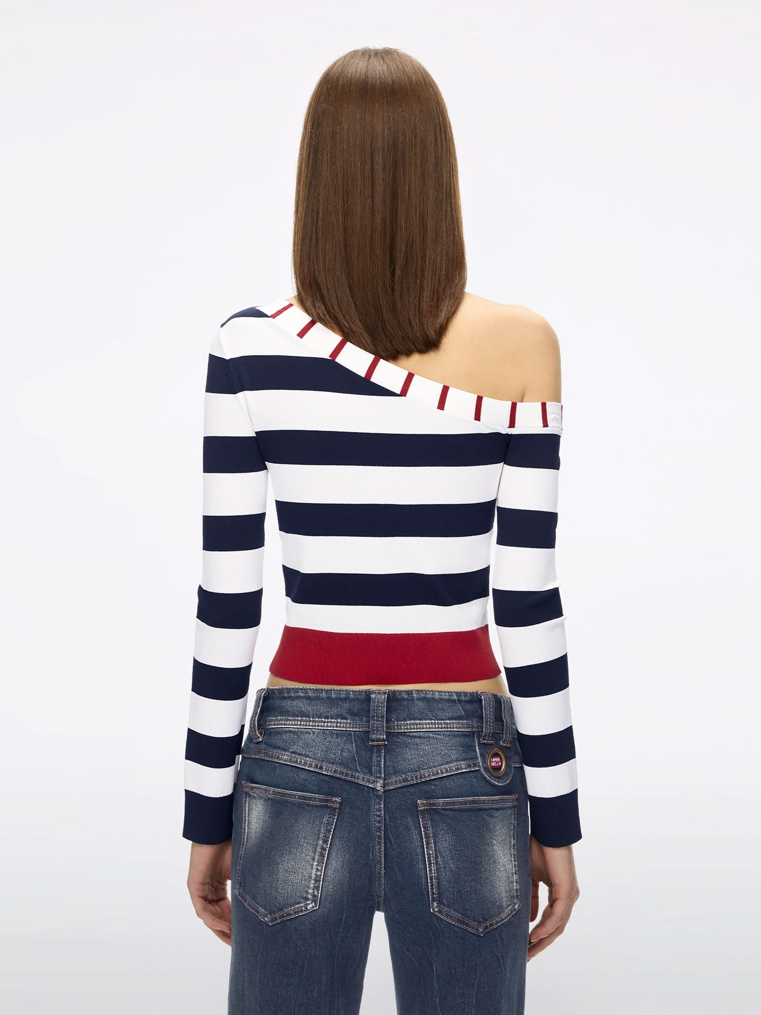 Slanted Shoulder Knit Top - Image 2