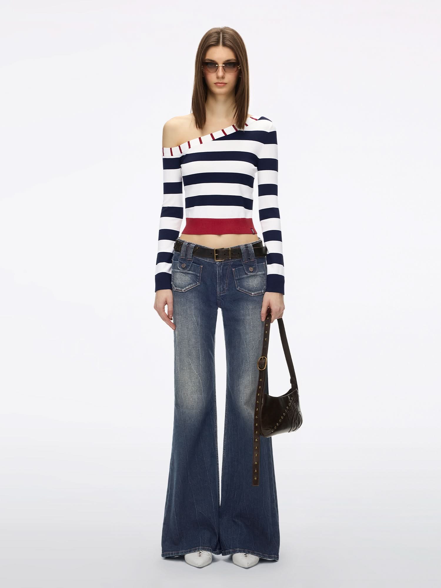 Slanted Shoulder Knit Top - Image 4