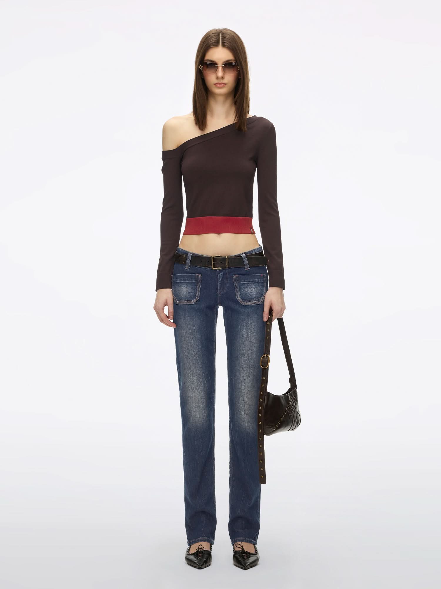 Slanted Shoulder Knit Top - Image 9