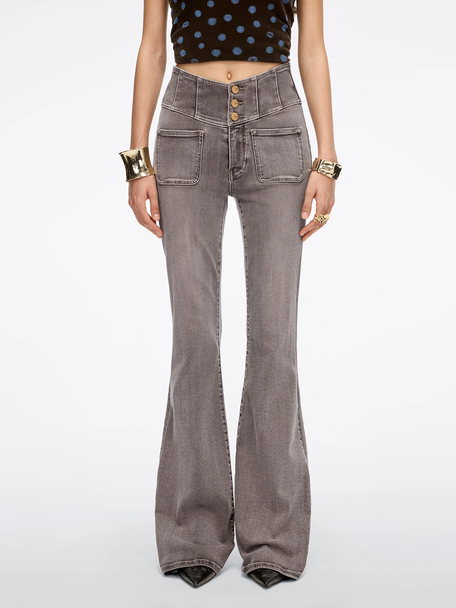 Slim-Fit Flared Jeans-GLENDA PLUS 5