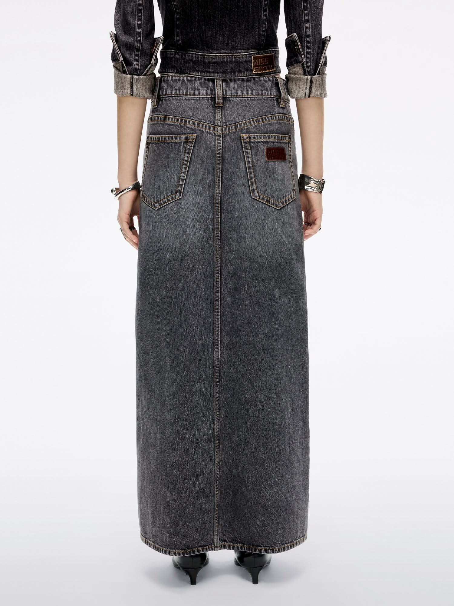 Slit Denim Maxi Skirt - Image 4