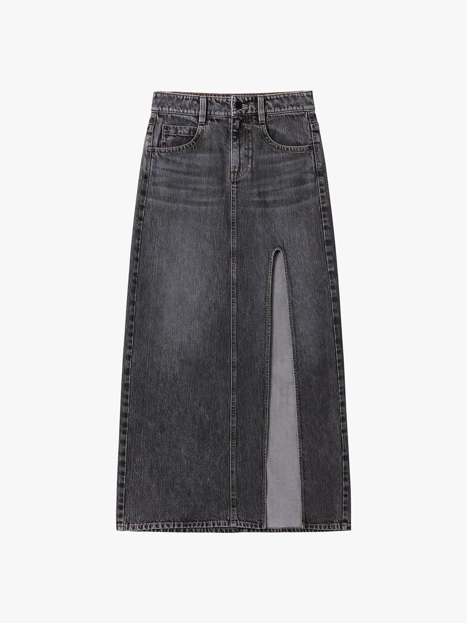Slit Denim Maxi Skirt - Image 6