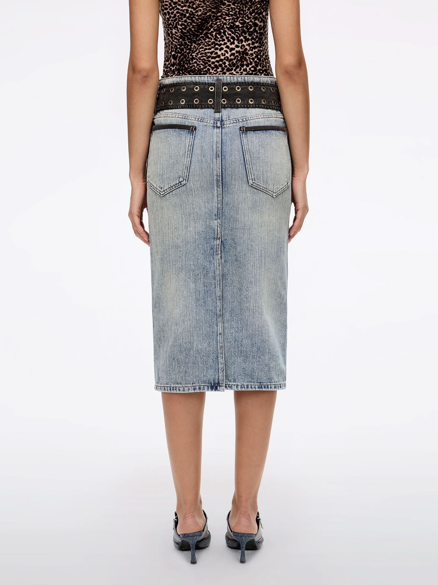 Slit Denim Skirt - Image 3