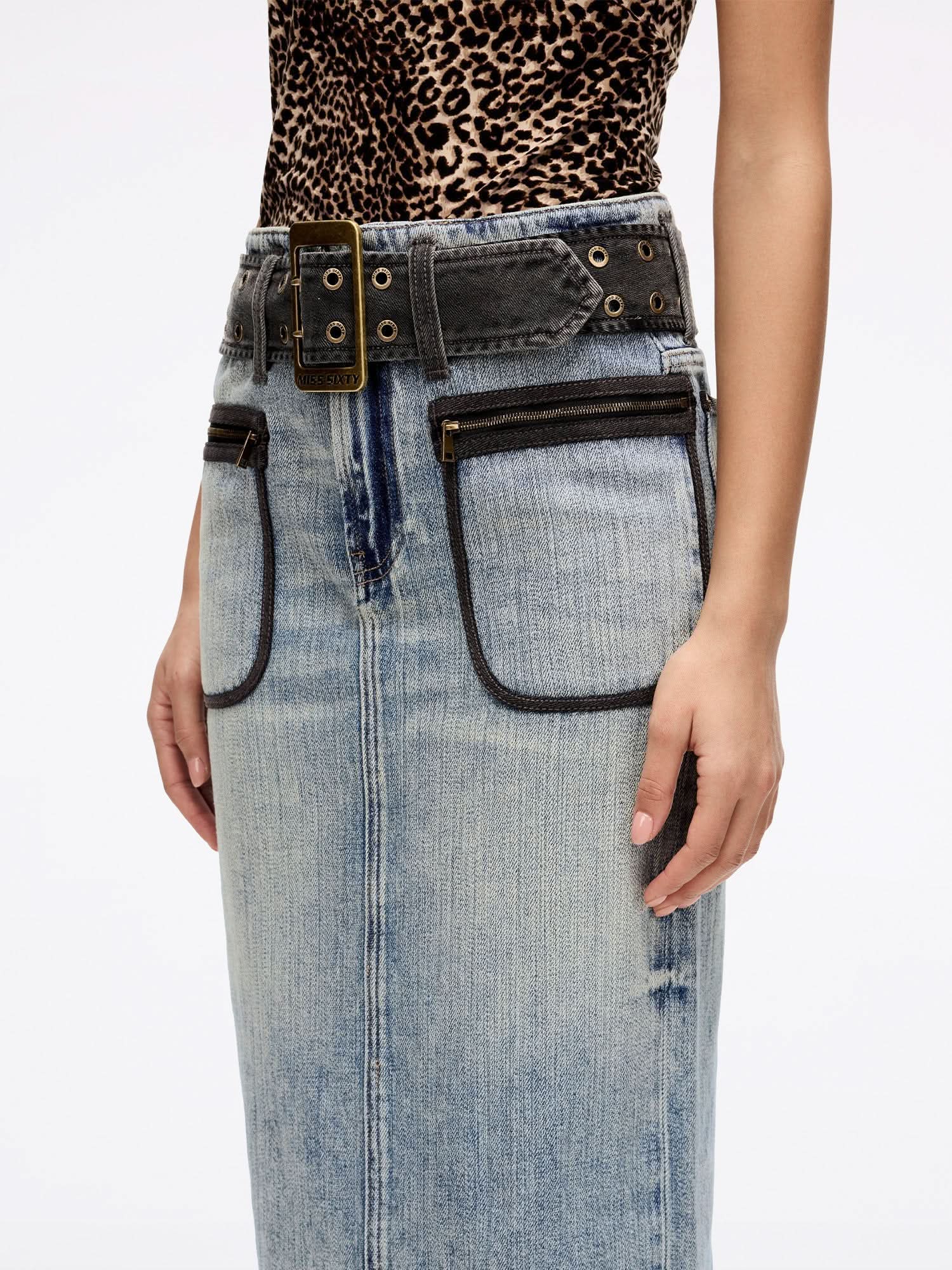 Slit Denim Skirt - Image 4