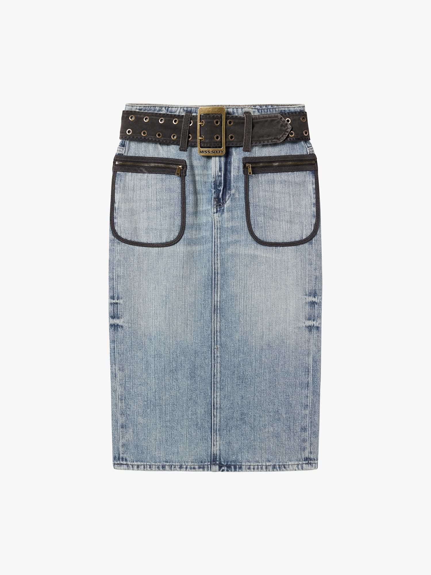 Slit Denim Skirt - Image 5