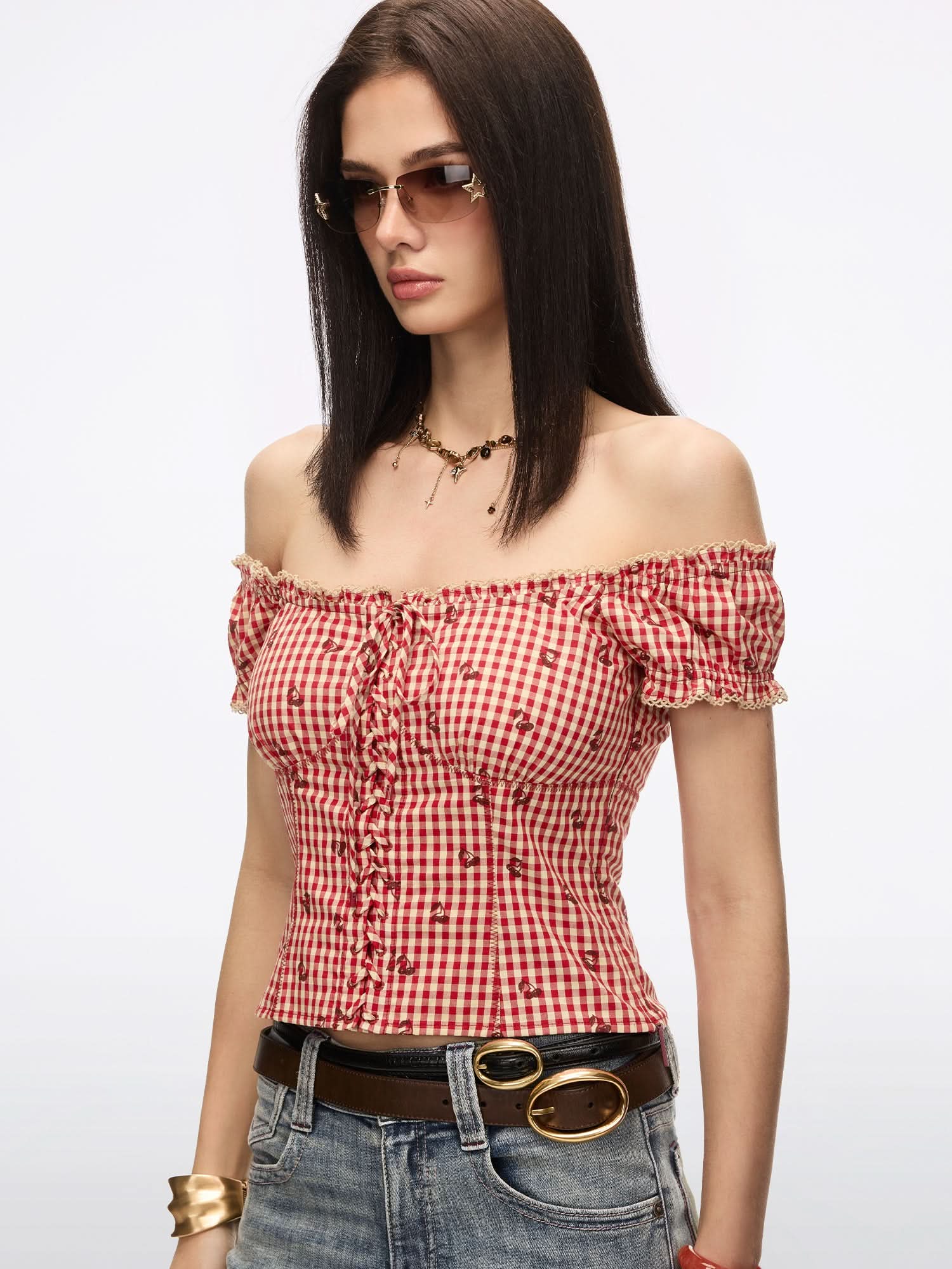Square-Neck Plaid Shirt - Image 3