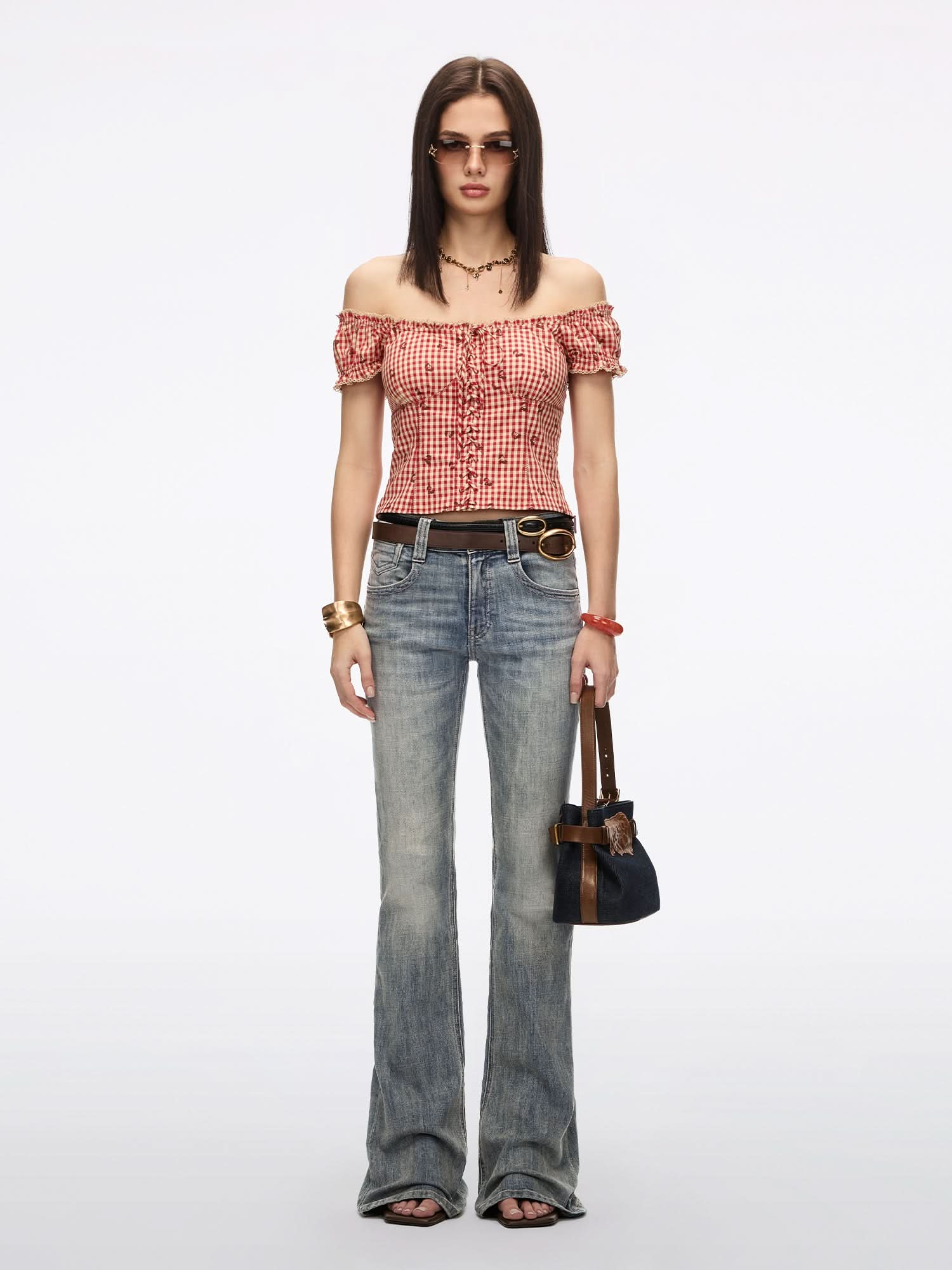 Square-Neck Plaid Shirt - Image 4
