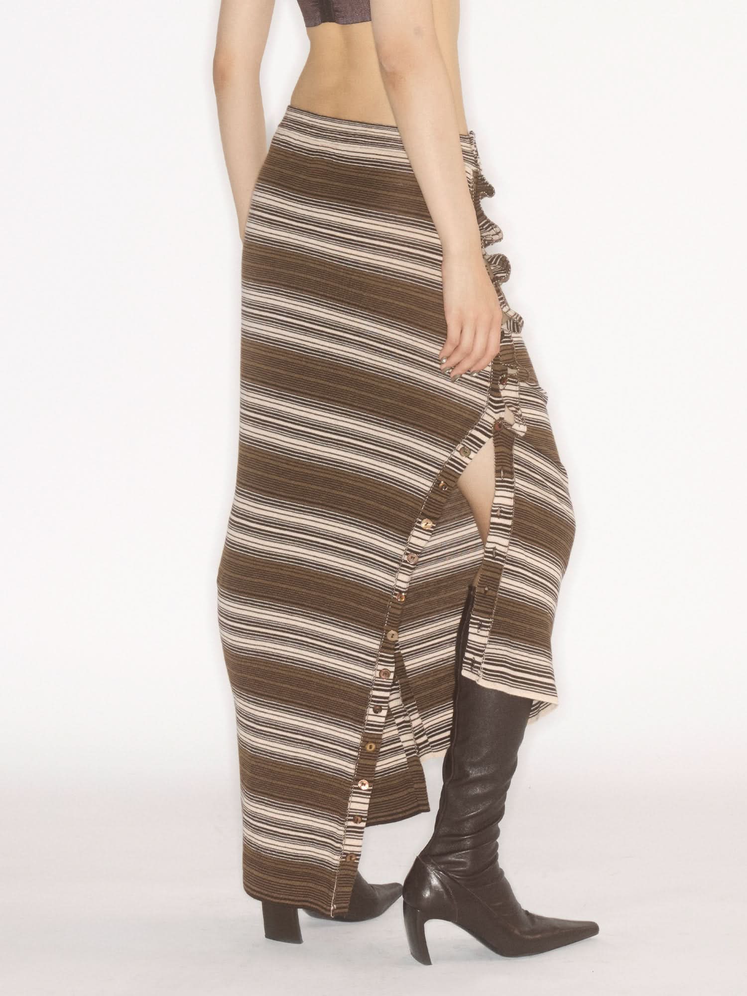 Striped Knit Maxi Skirt - Image 3