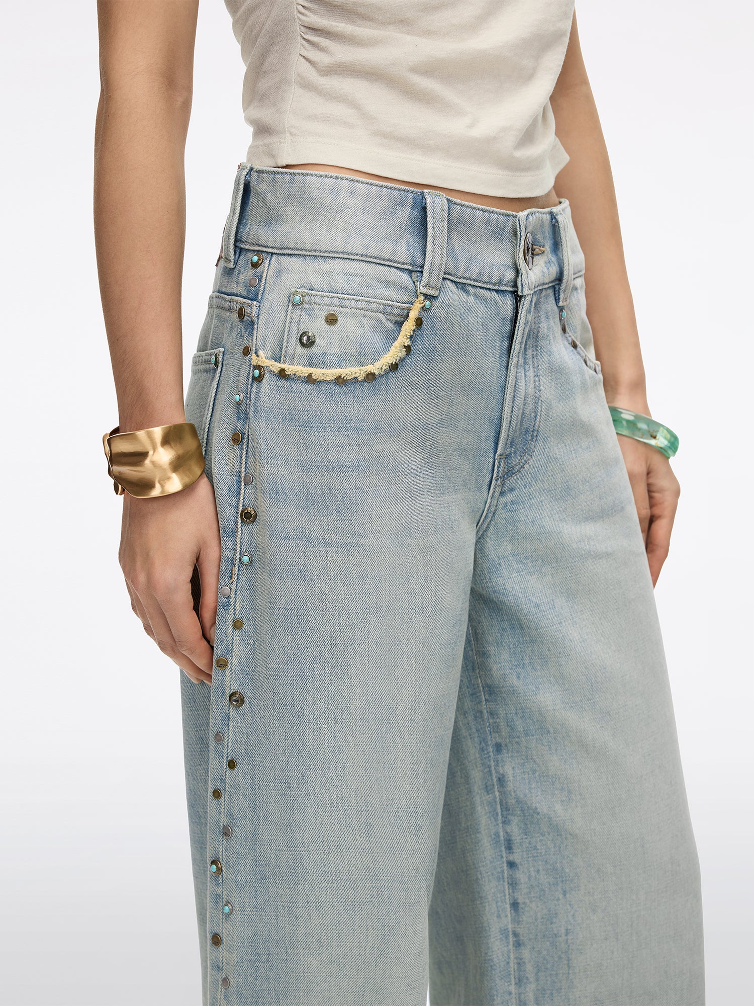 Stud-Embellished Straight-Leg Jeans - Image 4