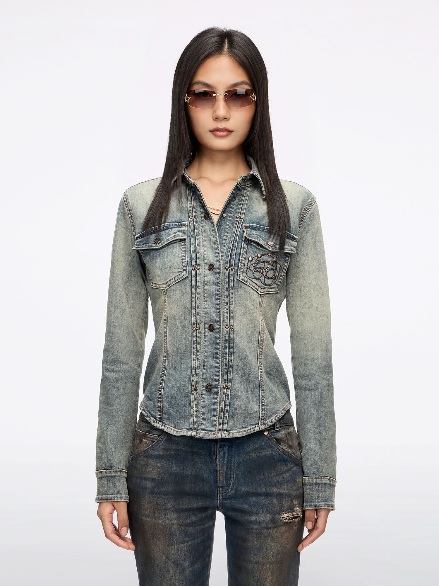 Studded Denim Shirt - Image 2