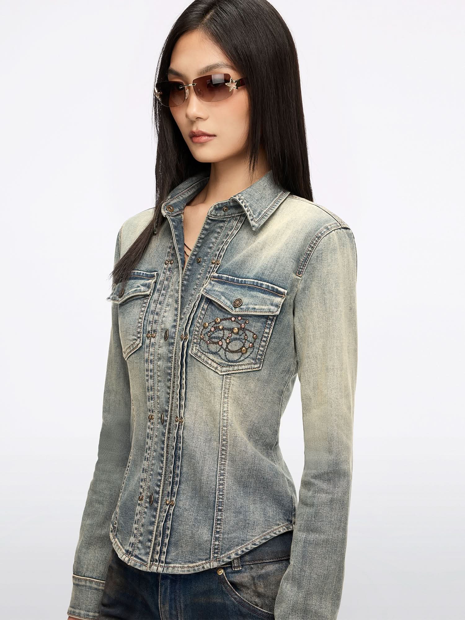 Studded Denim Shirt - Image 4