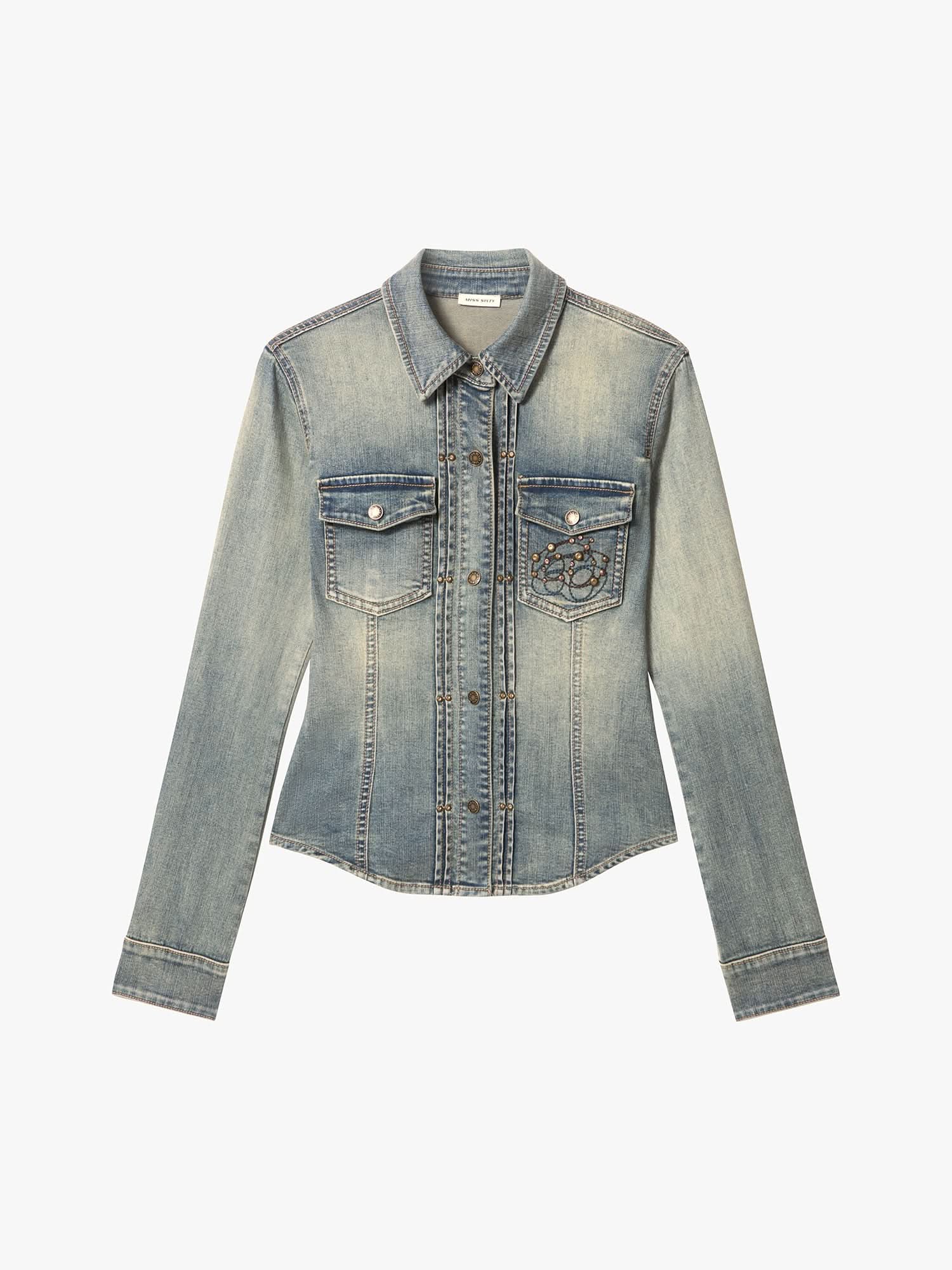 Studded Denim Shirt - Image 6