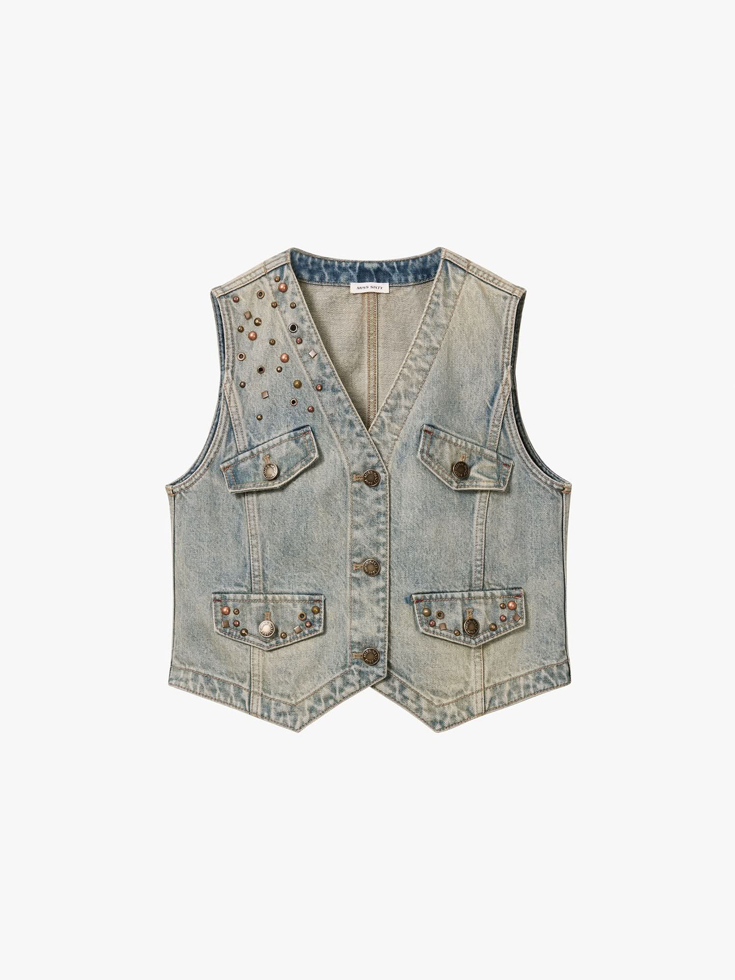 Studded Denim Vest - Image 5
