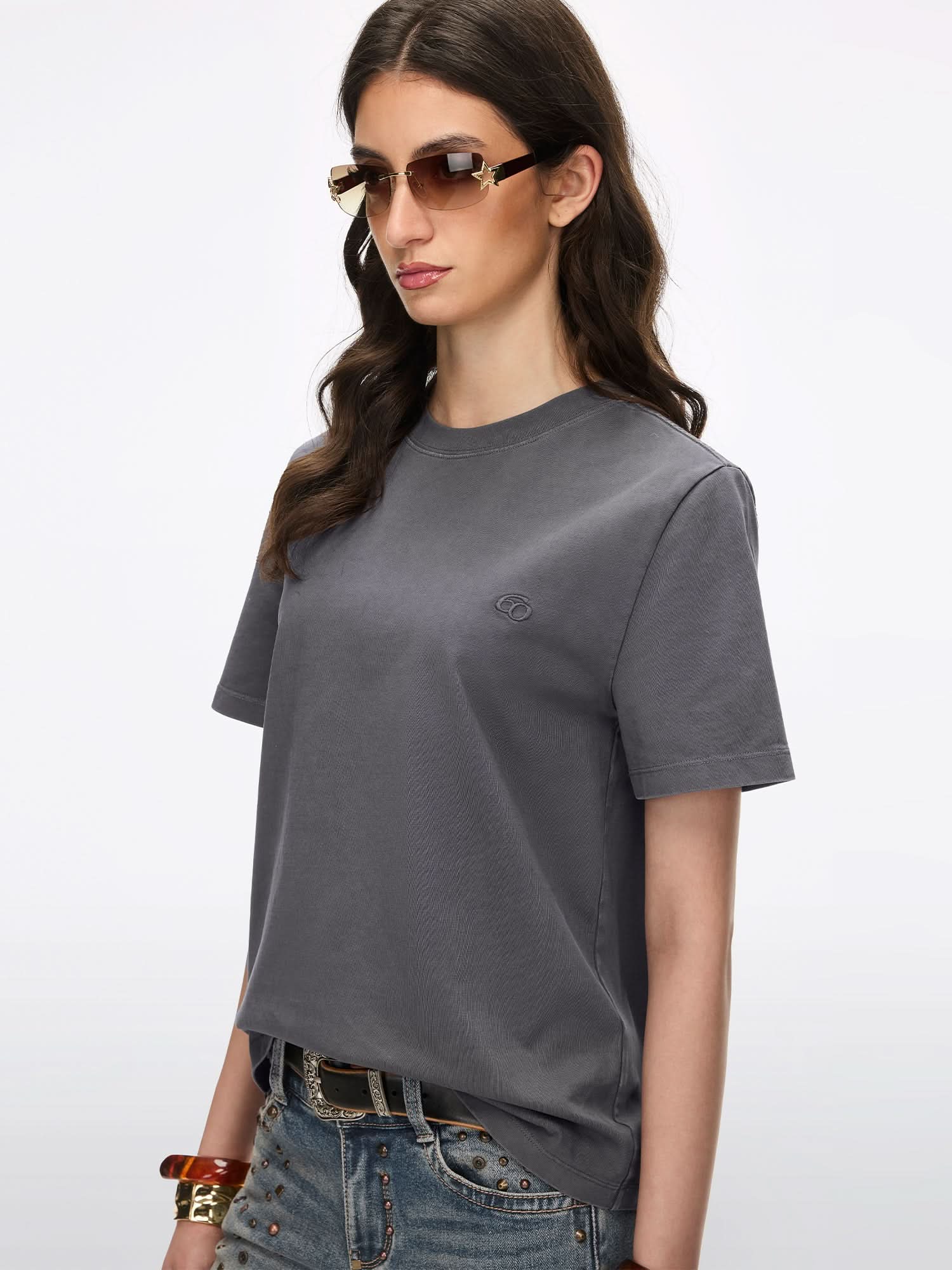 T-Shirt with Rhinestone Details - Image 3