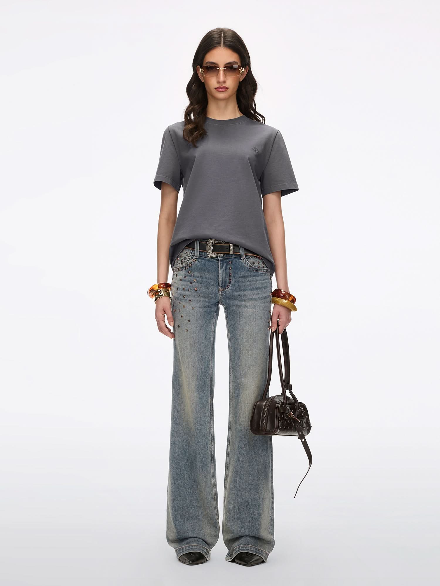 T-Shirt with Rhinestone Details - Image 4