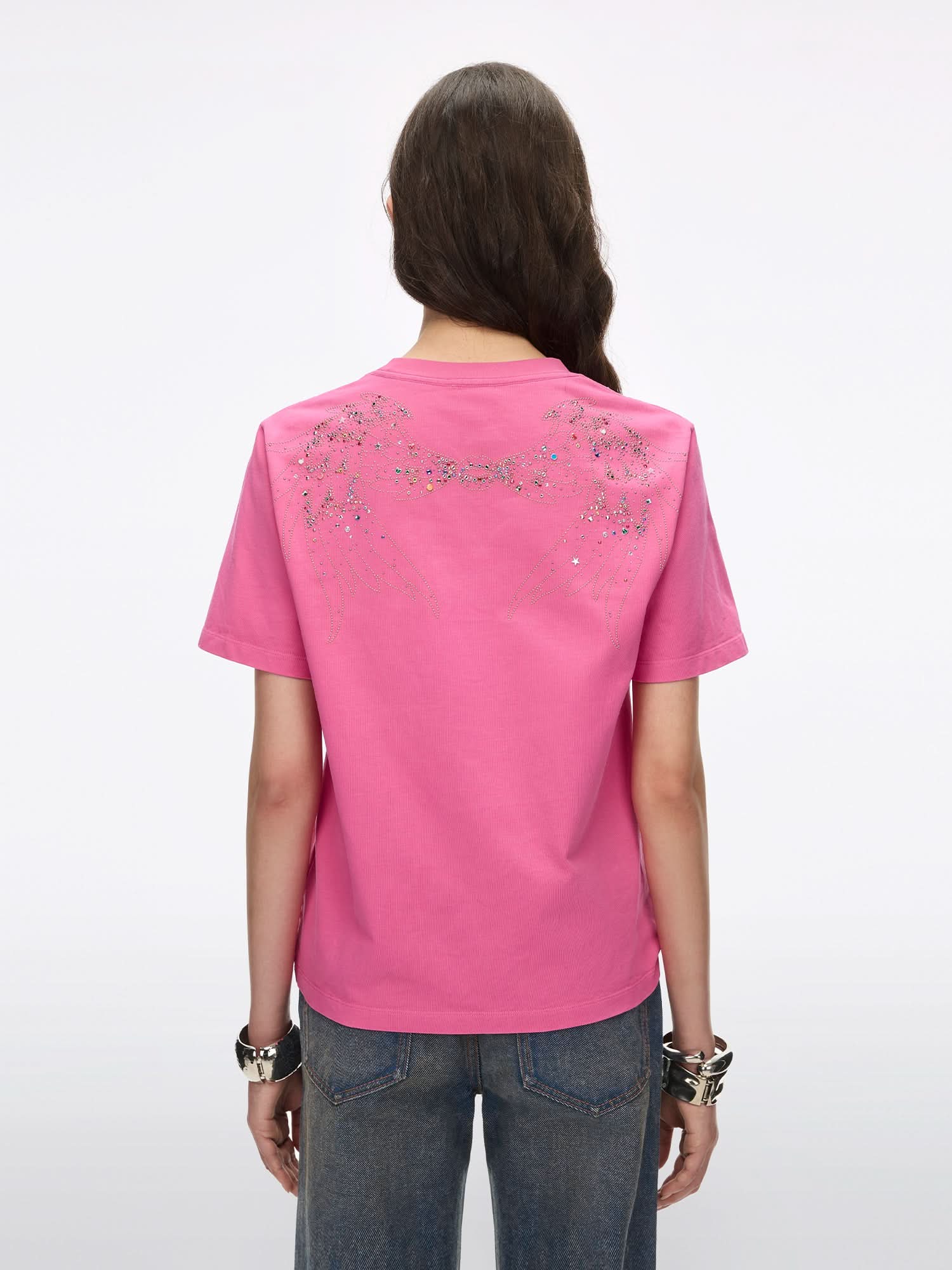 T-Shirt with Rhinestone Details - Image 7