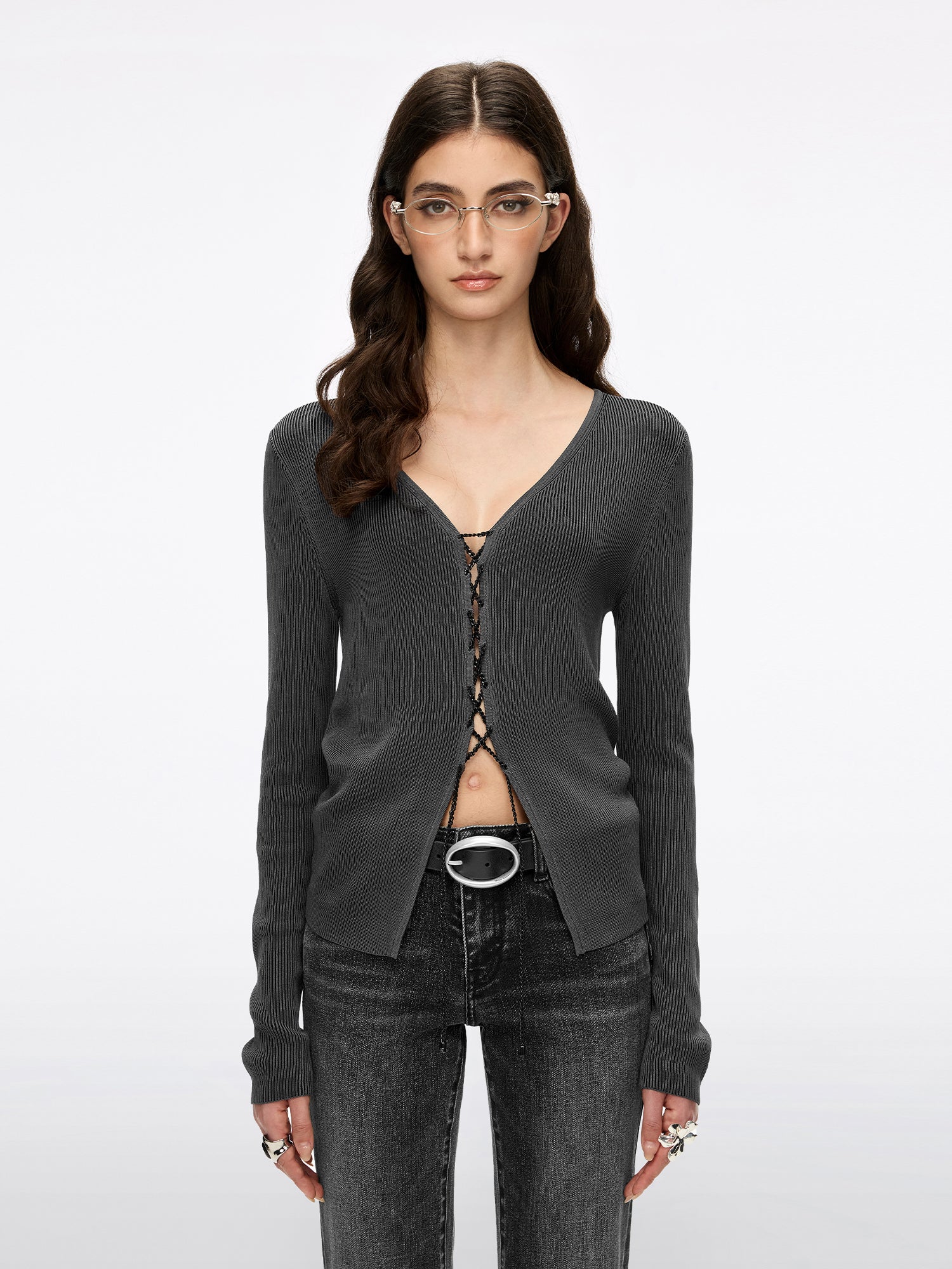 Tie-front Knit Top