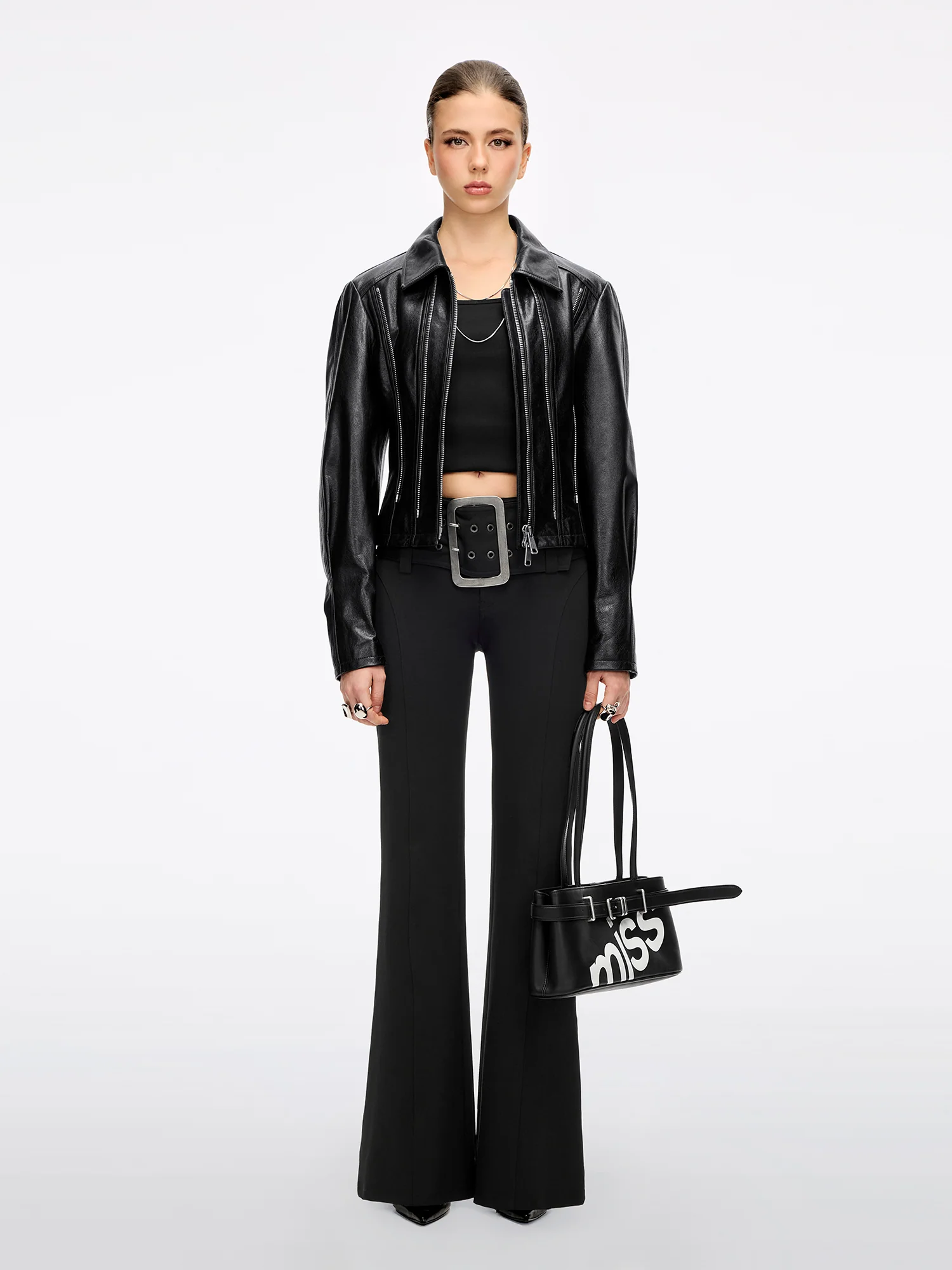 Wide-Belt Flared Pants - Image 2