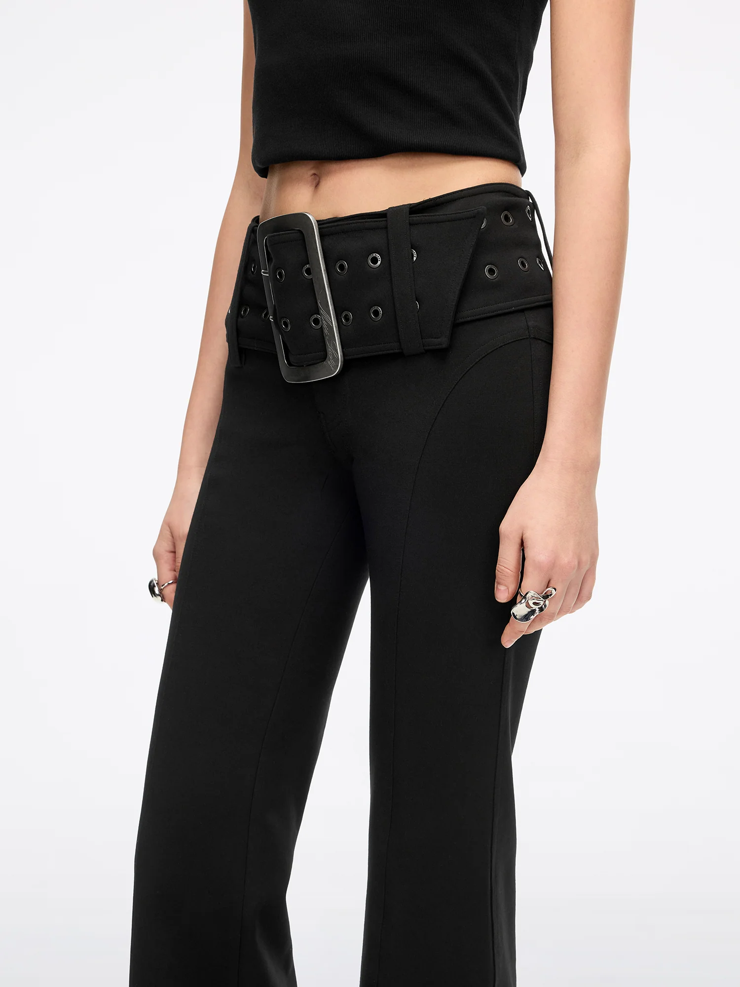 Wide-Belt Flared Pants - Image 4