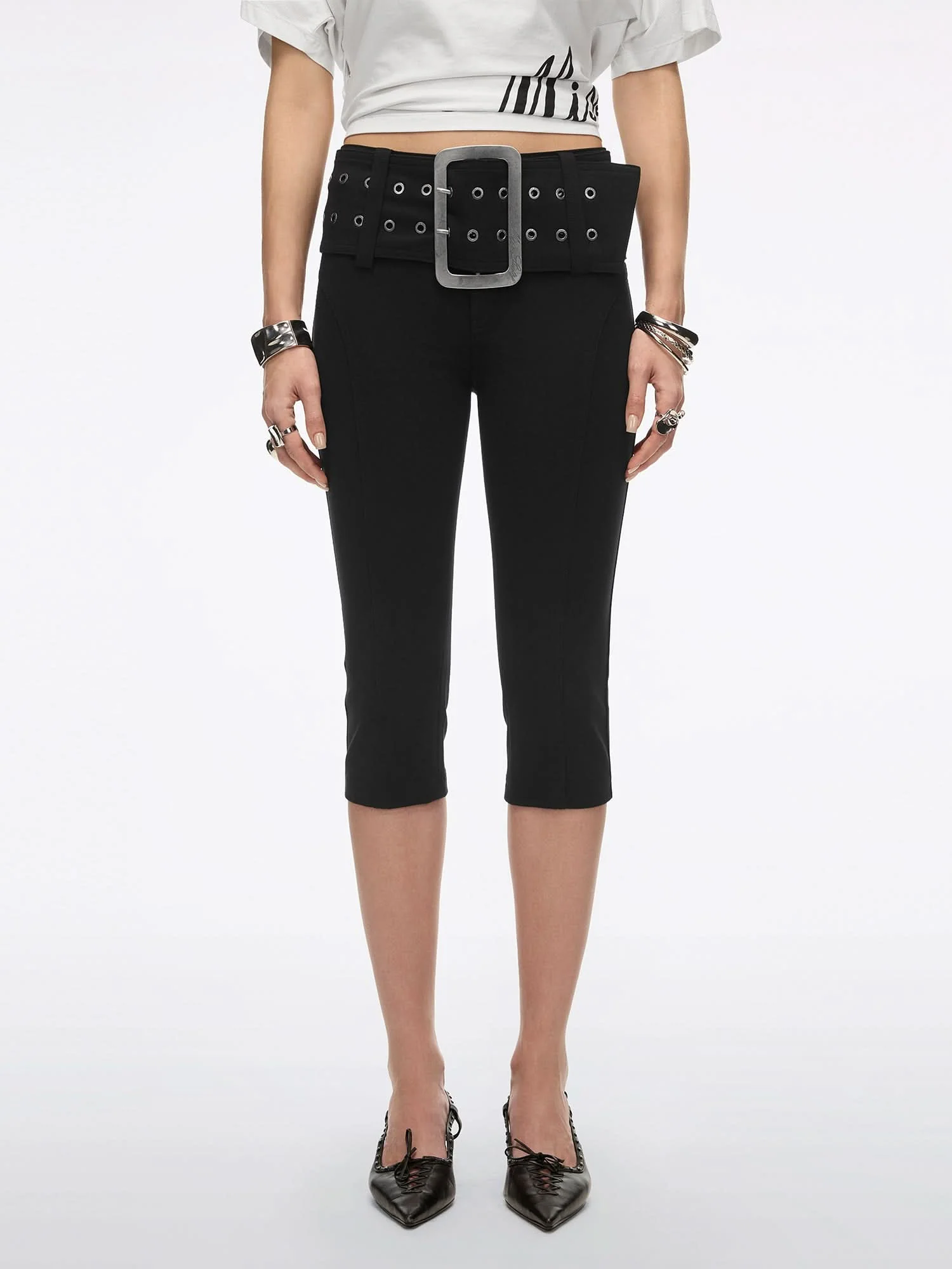 Wide-Waistband Capri Pants