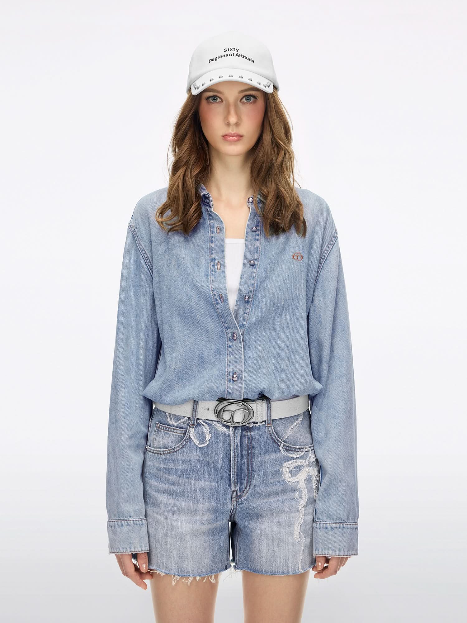 Wing Cutout Denim Shirt