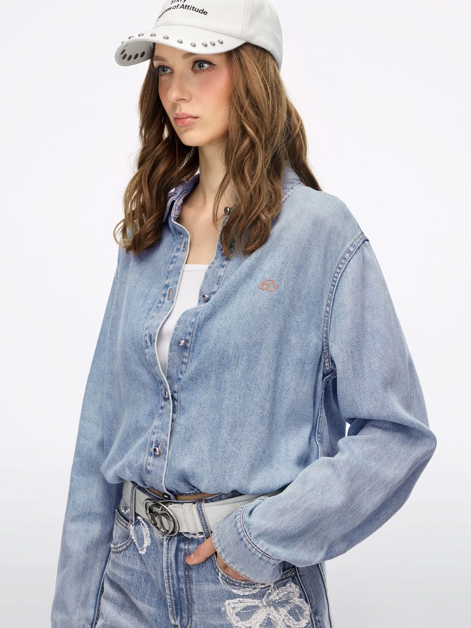 Wing Cutout Denim Shirt - Image 3