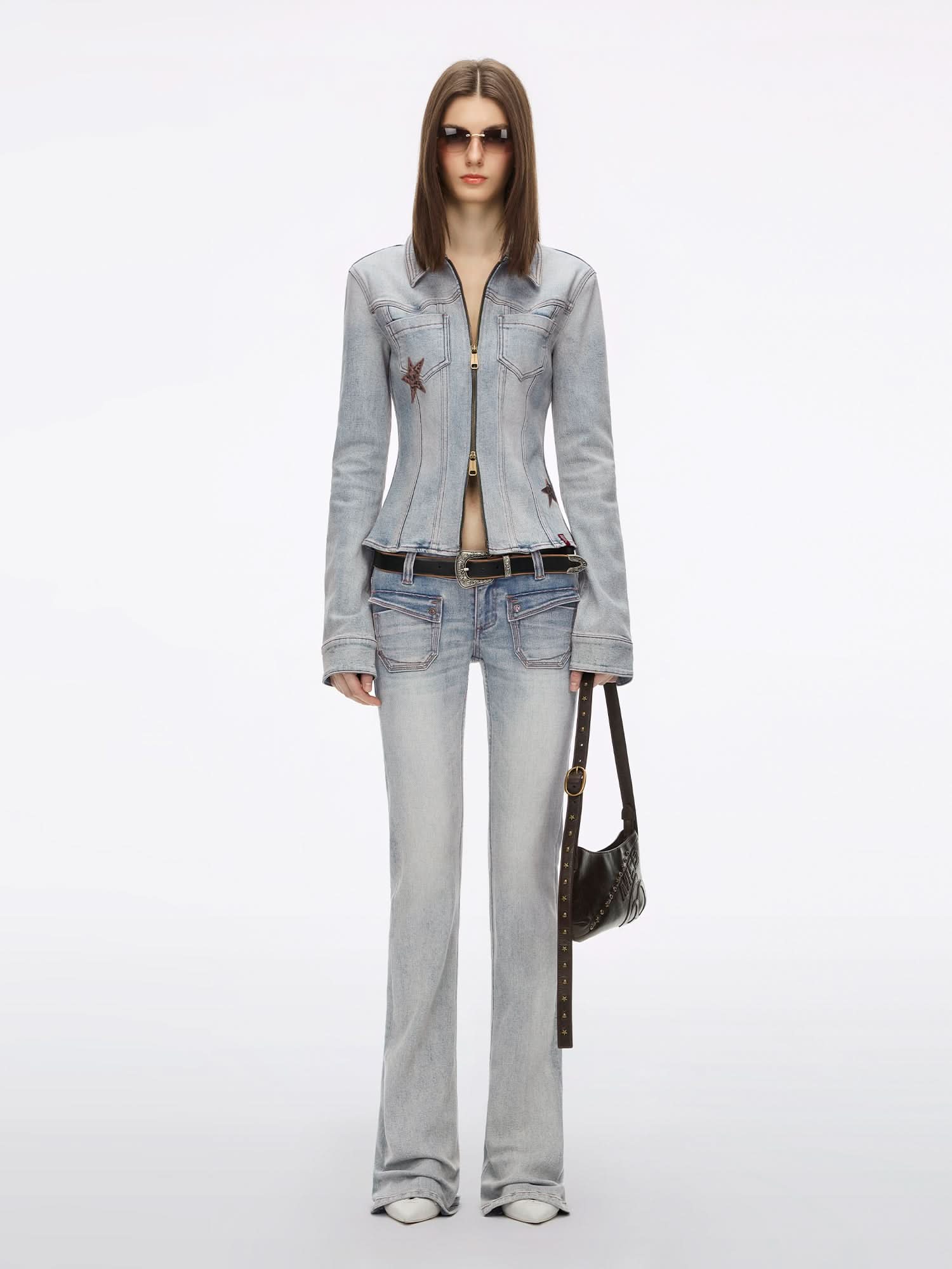 Zipper Denim Shirt - Image 5